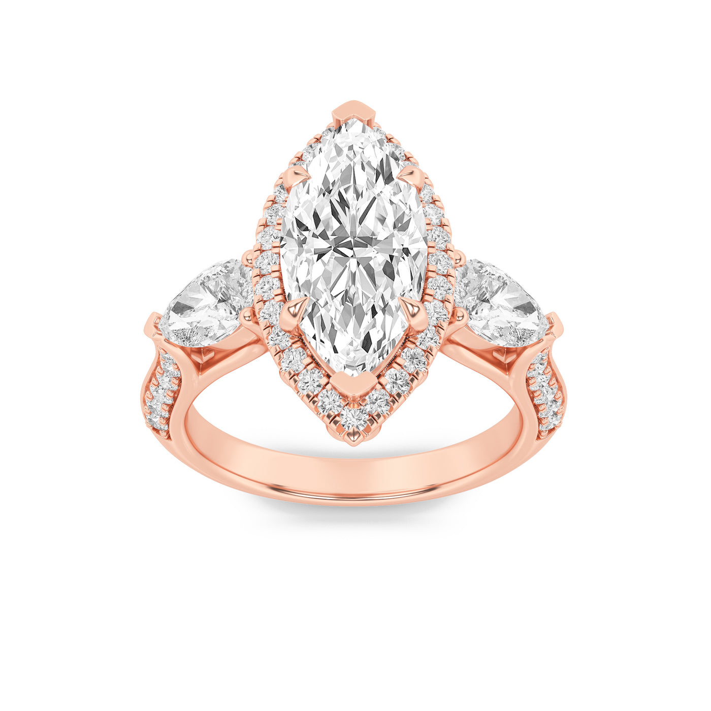 14KR 3.1ctw Lab Diamond Three-Stone Engagement Ring