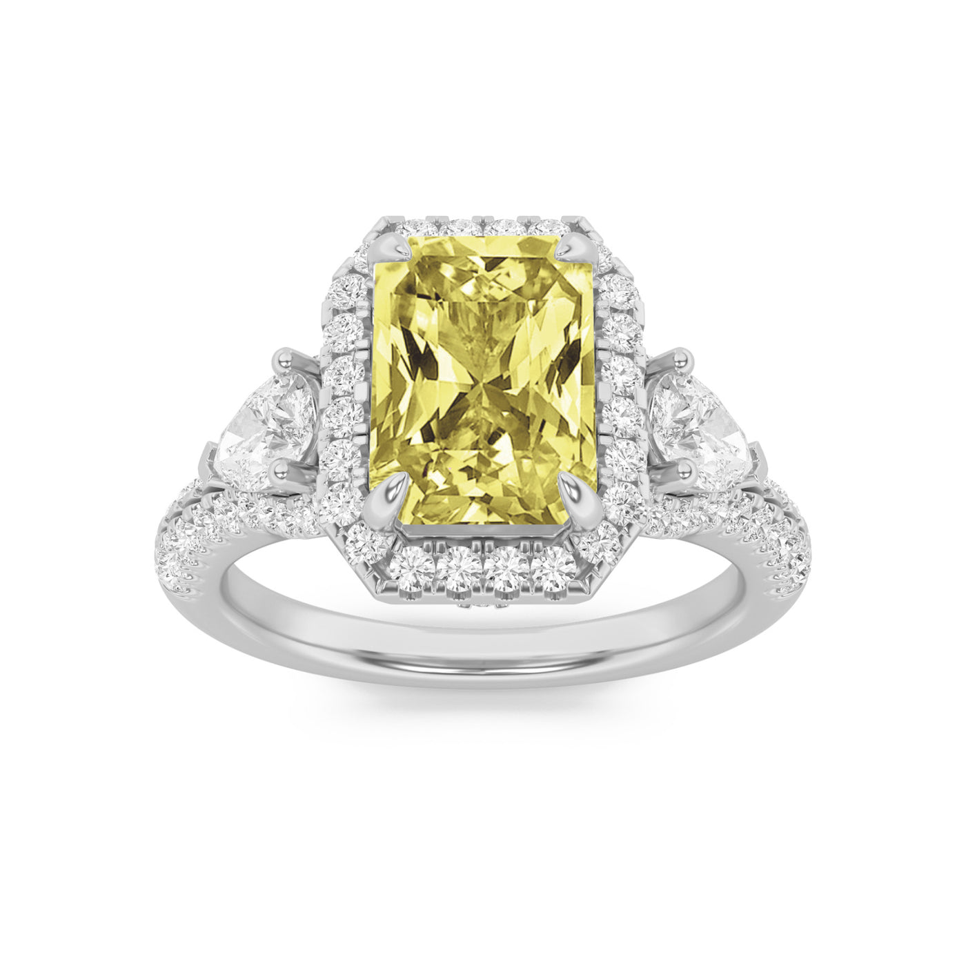 14KW 4.2ct Lab Diamond Halo Engagement Ring, Size 7