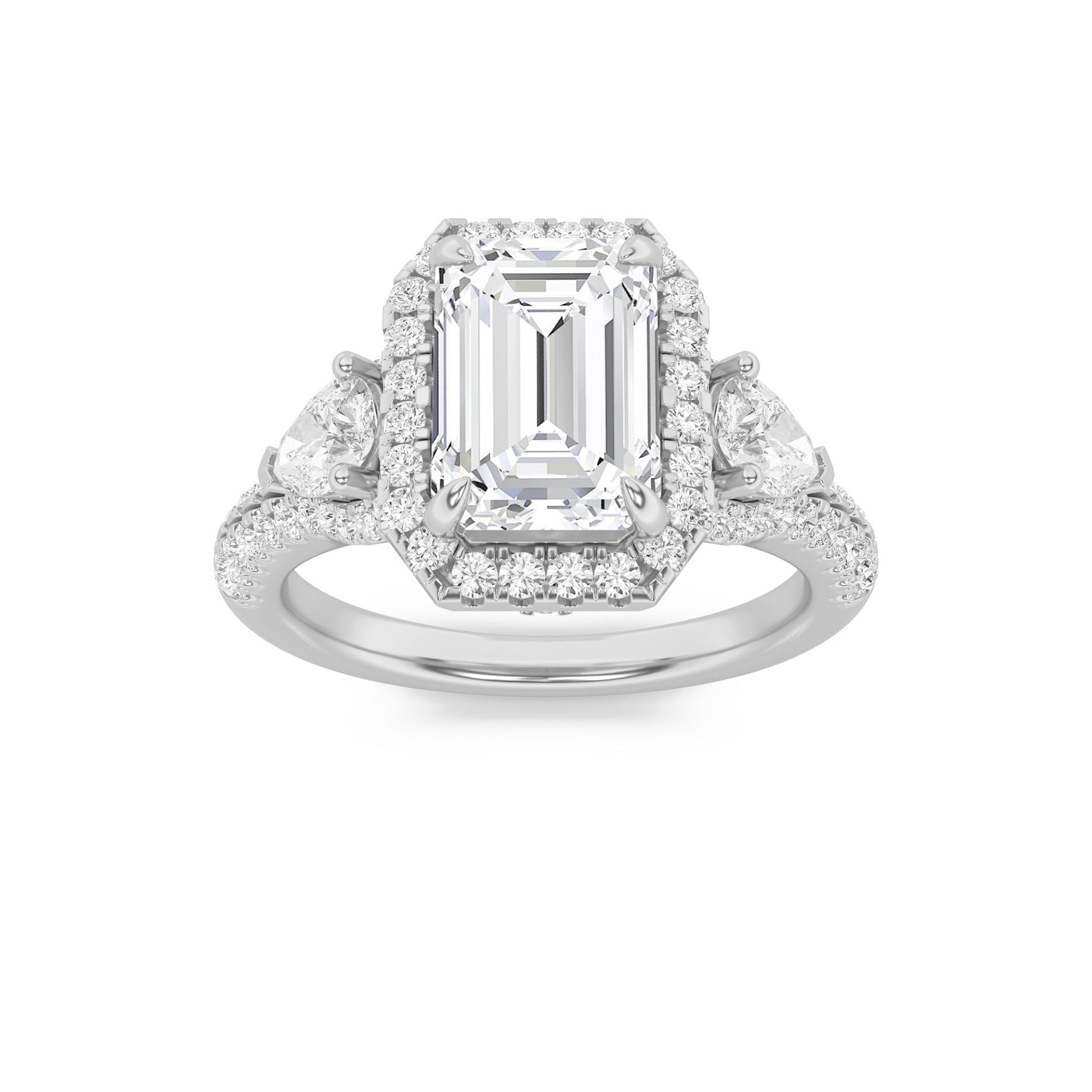 14KW 3ct Lab Diamond Halo Engagement Ring