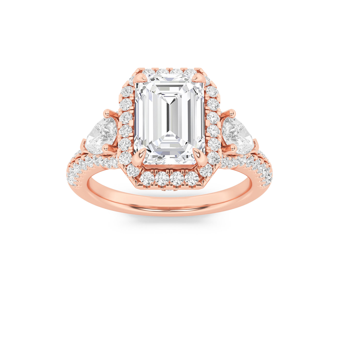 14KR 3.1ct Lab Diamond Emerald Halo Engagement Ring