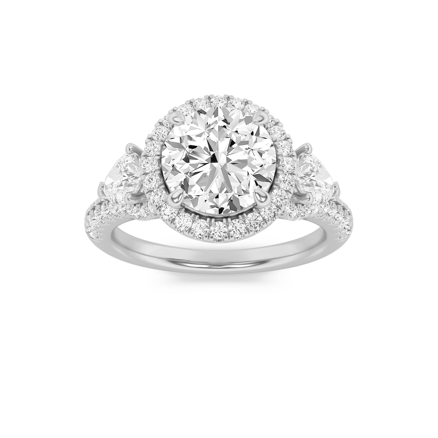 14KW 3ct Lab Diamond Marquise Halo Engagement Ring