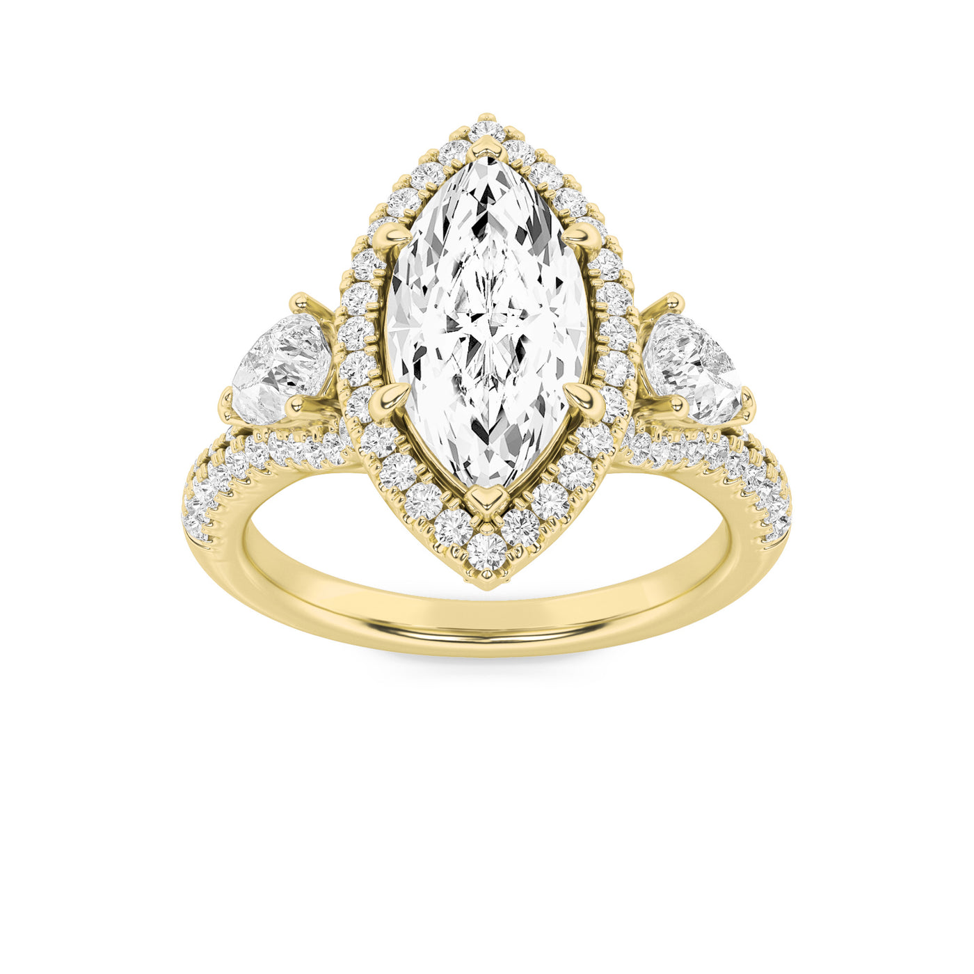 14KY 3ct G+VS Lab Diamond Three-Stone Engagement Ring