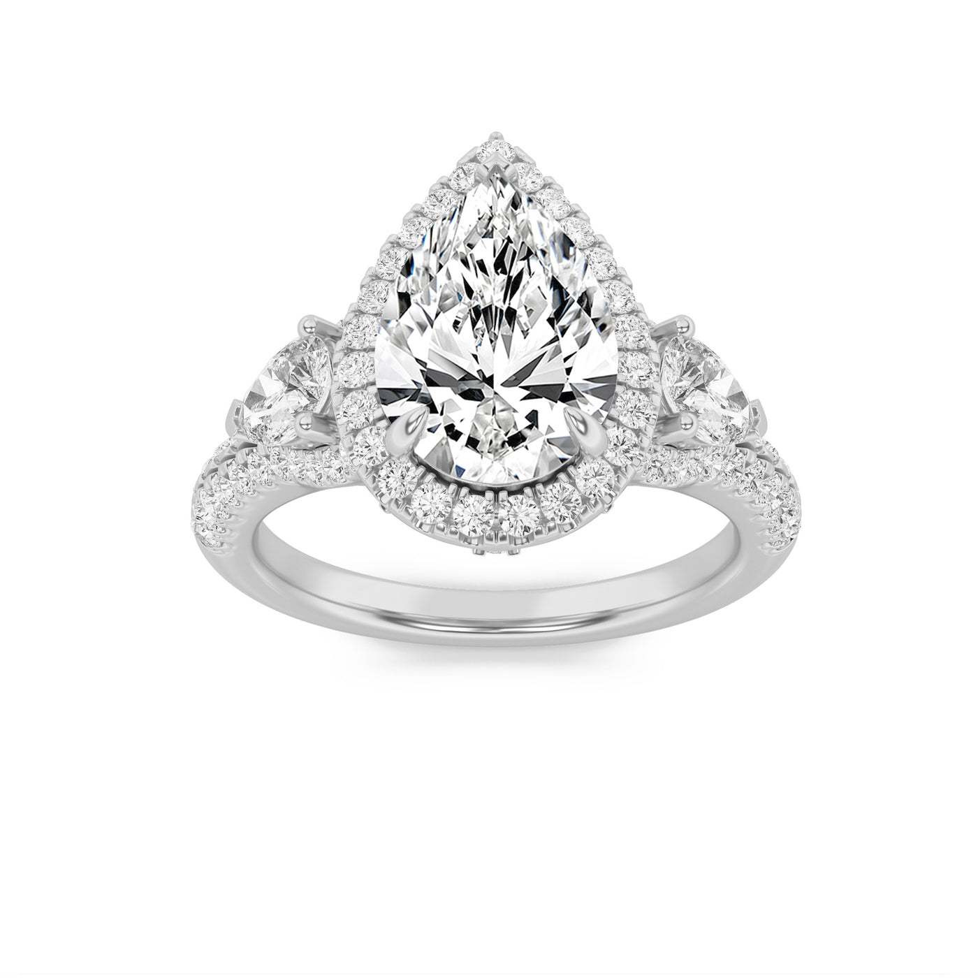 14KW 3ct Lab Diamond Halo Engagement Ring