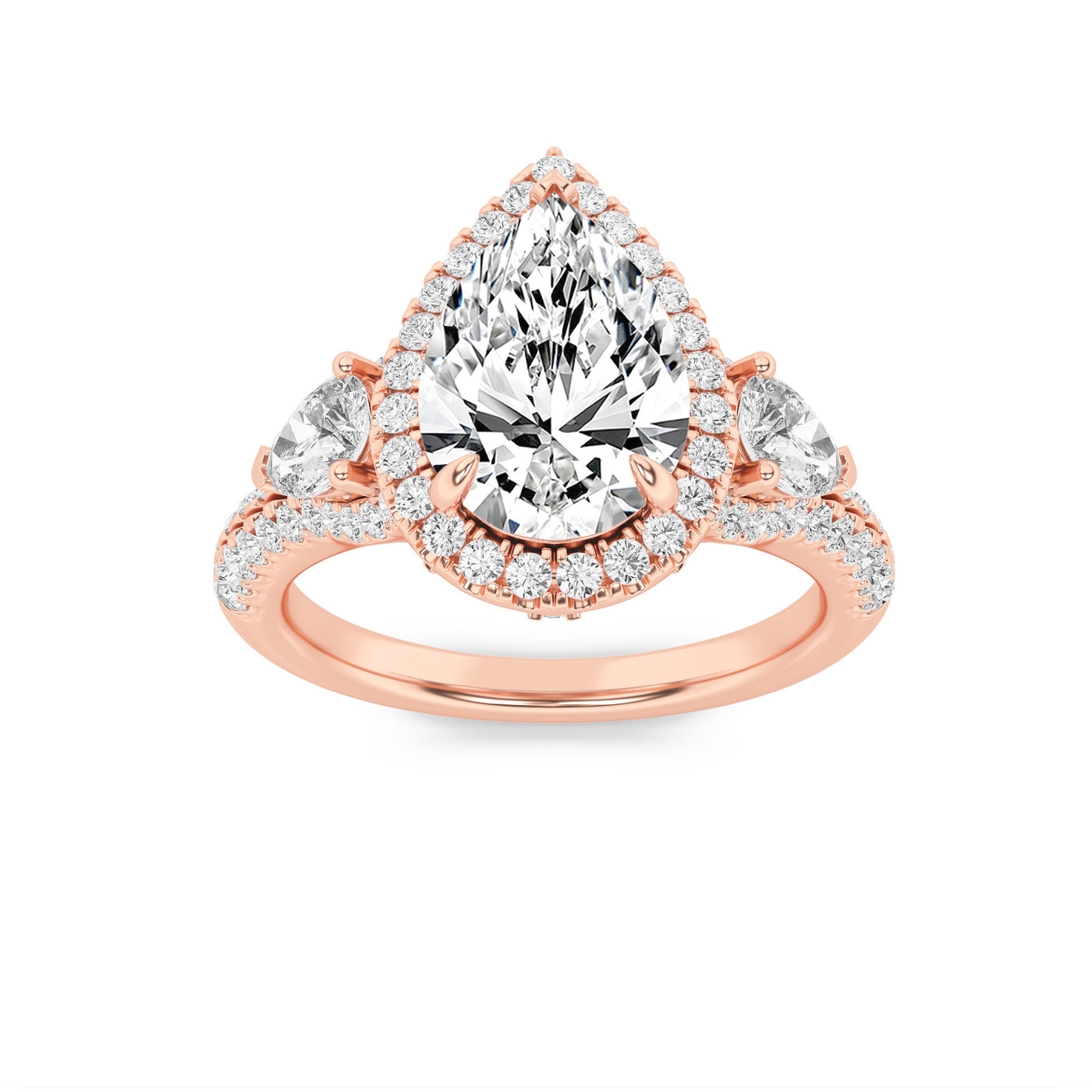 14KR 3ctw Lab Diamond Halo Engagement Ring