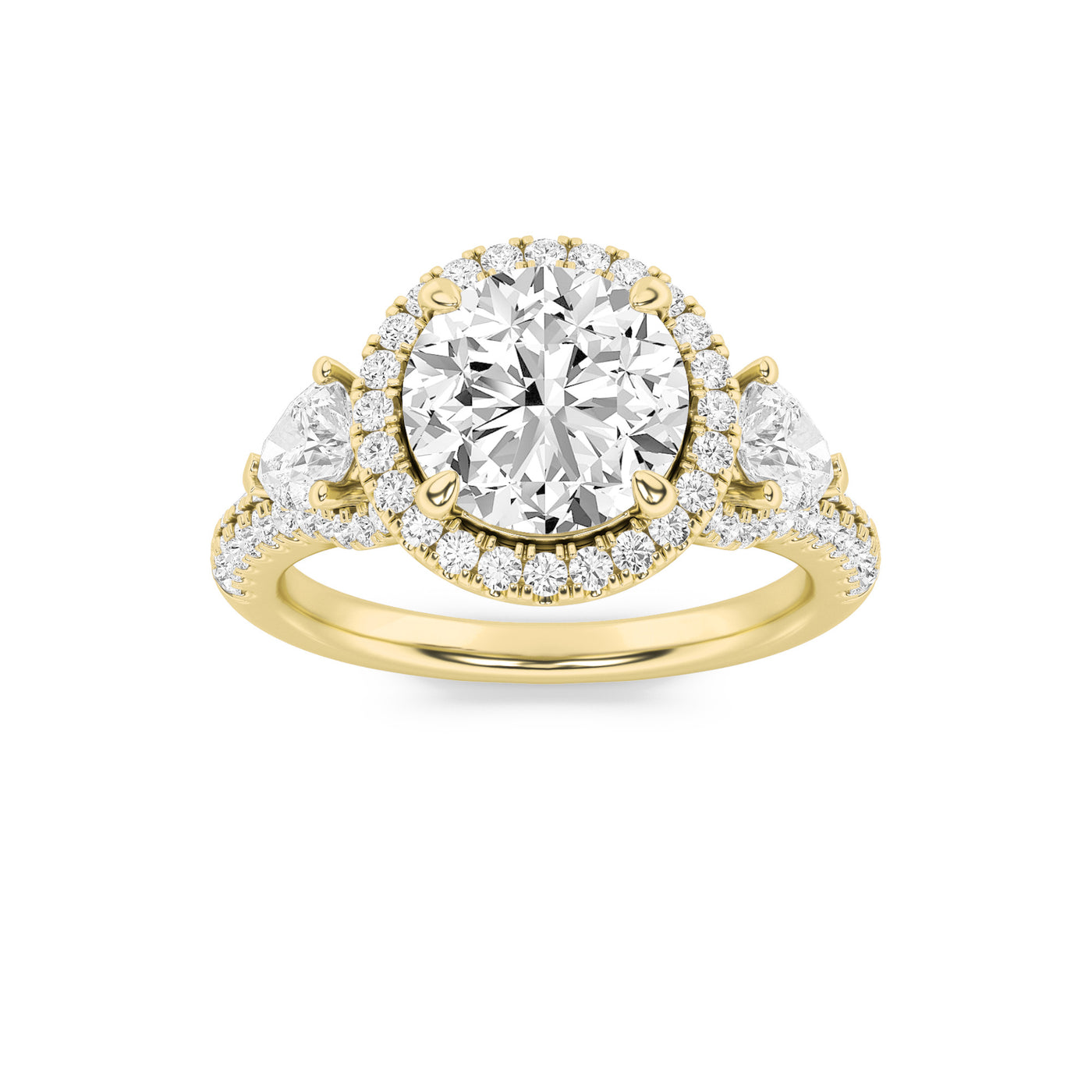 14KY 3ct Lab Diamond Three-Stone Engagement Ring