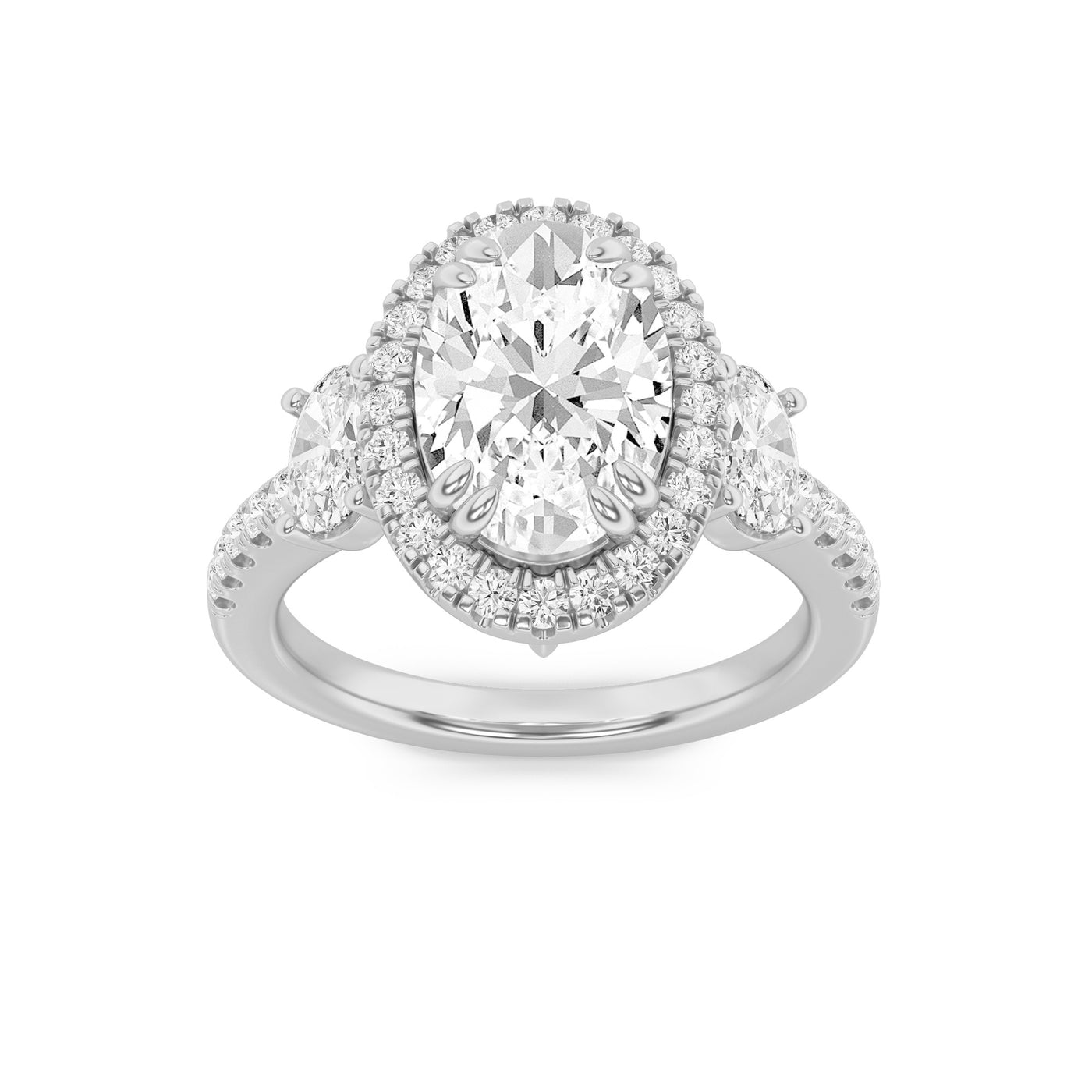 14KW 3ct Oval Lab Diamond Halo Engagement Ring