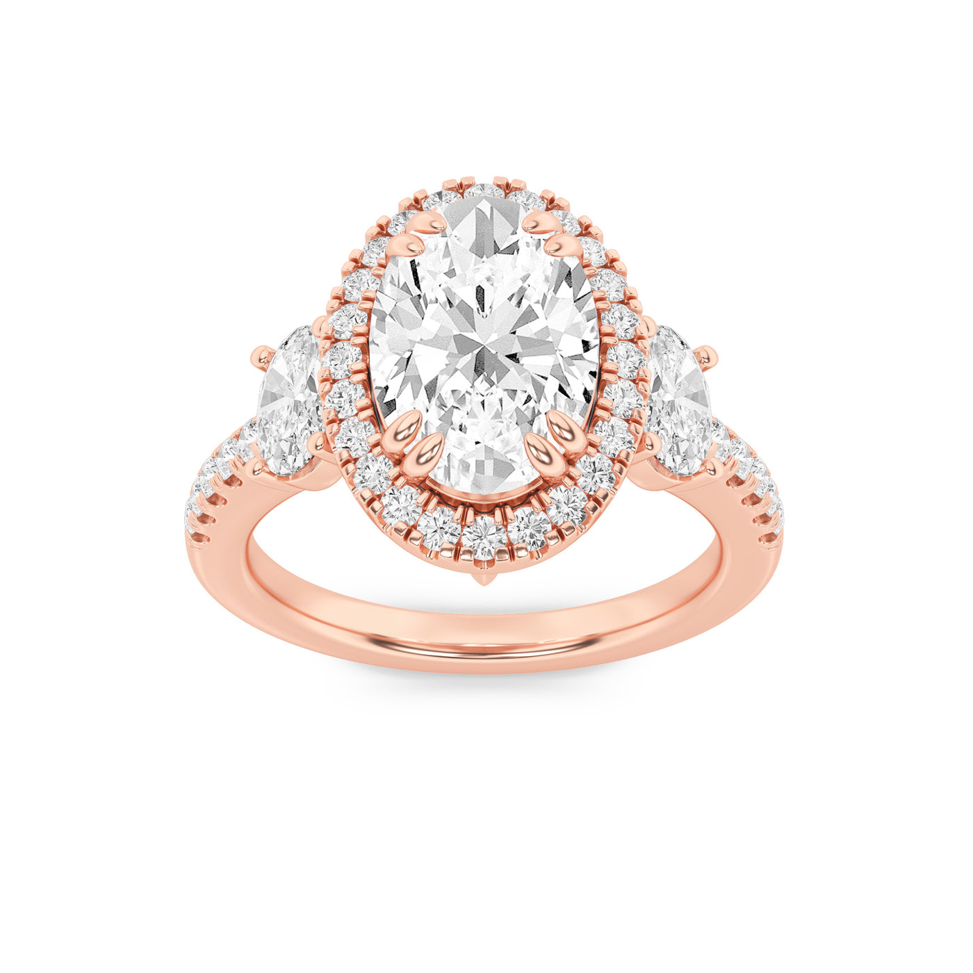 14KR 3.1ct Oval Lab Diamond Halo Engagement Ring