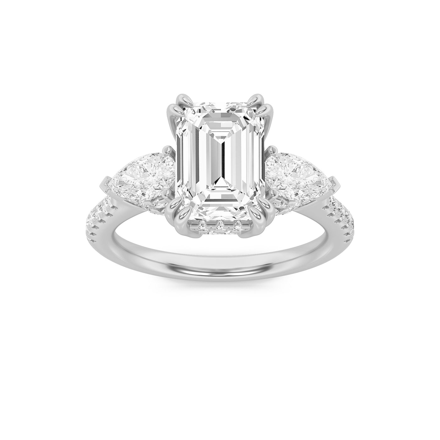 14KW 3ct Lab Diamond Three-Stone Engagement Ring