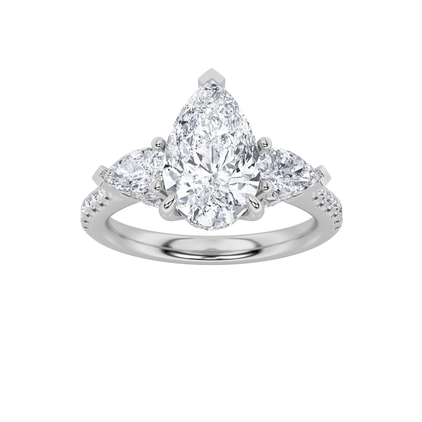 14KW 3.17ct Lab Diamond Three-Stone Engagement Ring