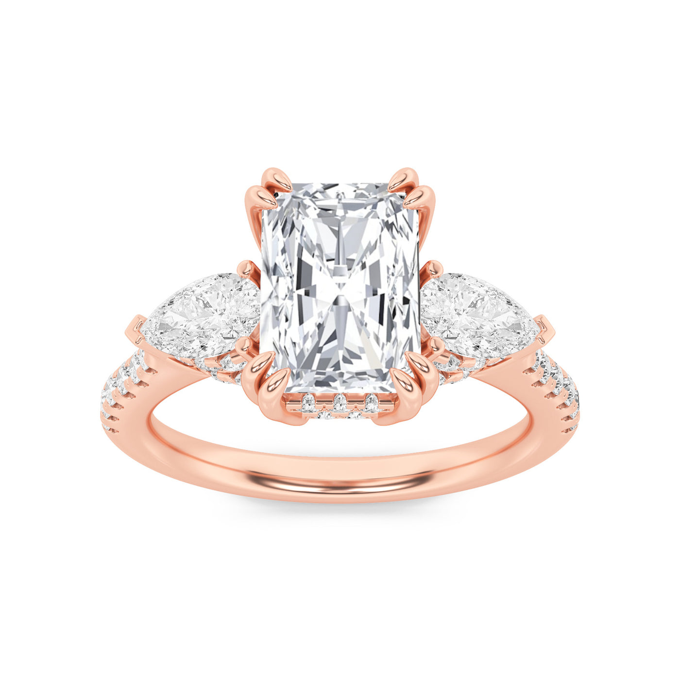 14K White Gold 3ct Lab Diamond Three-Stone Ring
