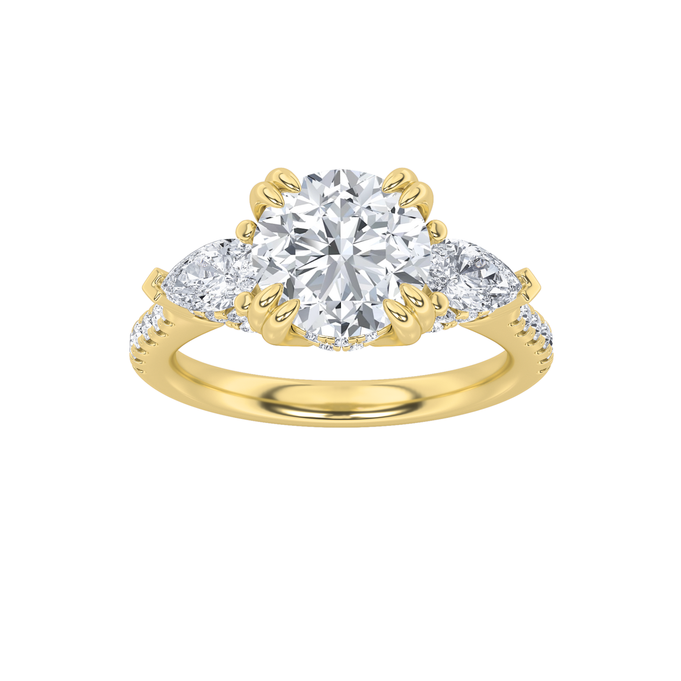 14KY 3ct Lab Diamond Three-Stone Engagement Ring