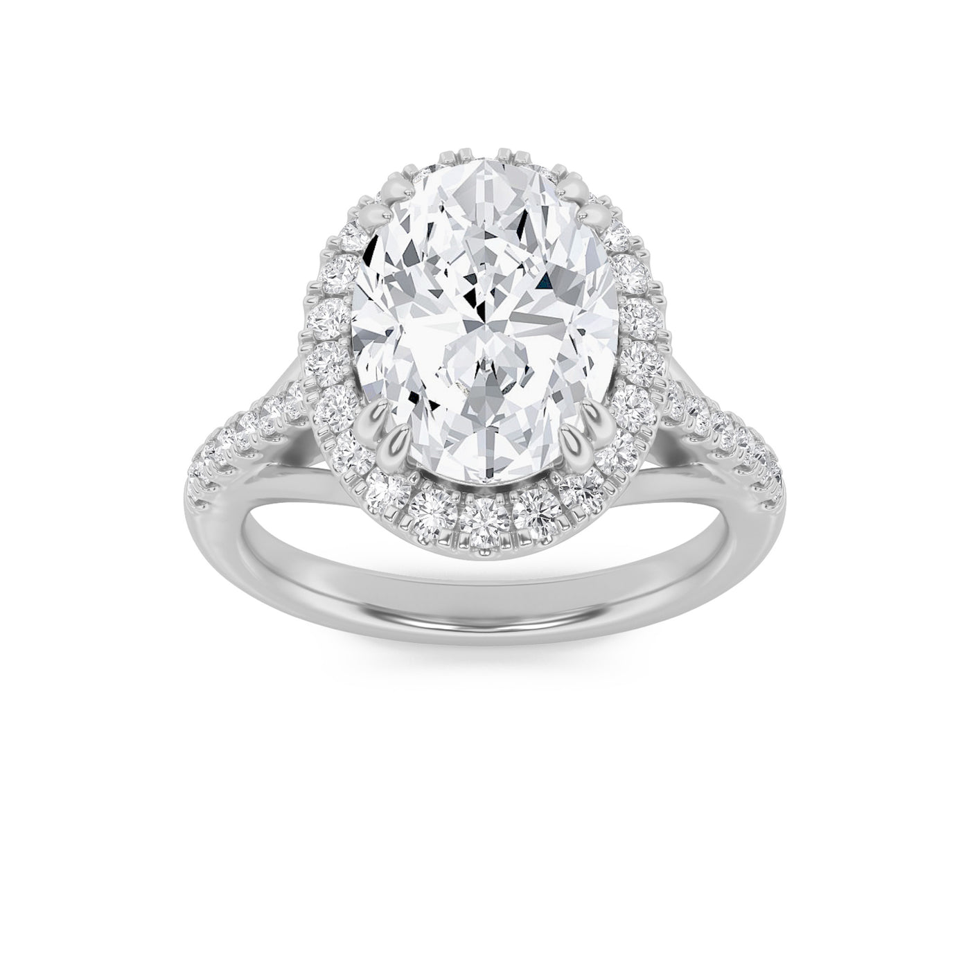 14KW 3ct Oval Lab Diamond Halo Engagement Ring