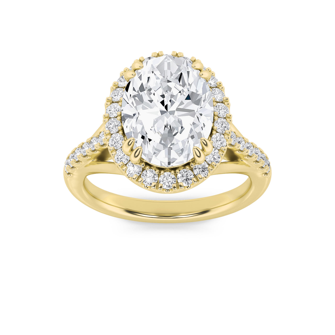 14KY 3.1ct Lab Diamond Oval Halo Engagement Ring