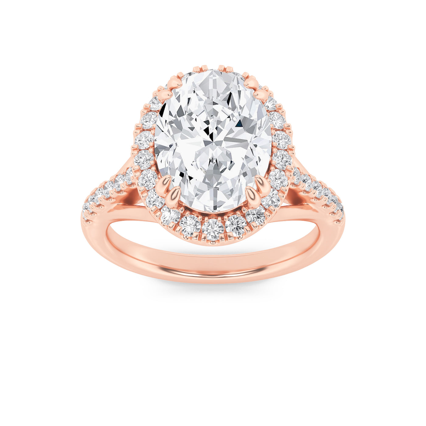 14KR 3.1ct Oval Lab Diamond Halo Engagement Ring
