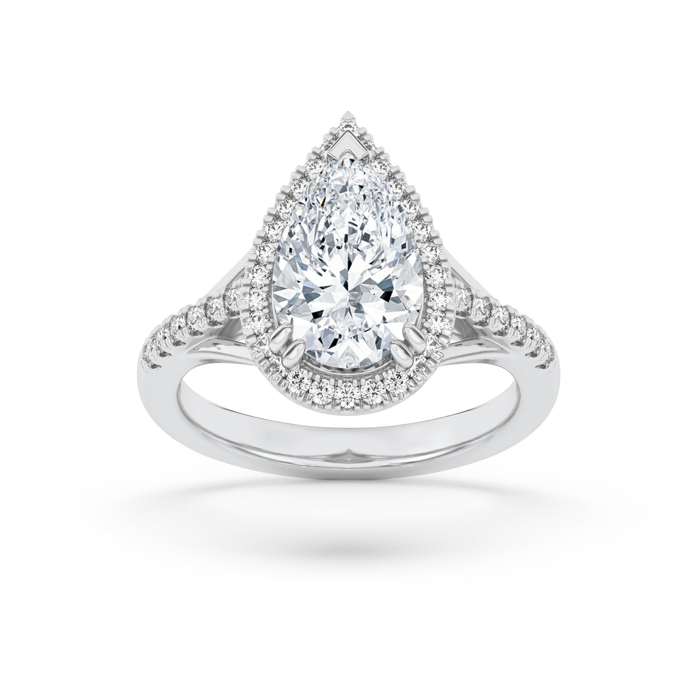 14KW 3ct Lab Diamond Halo Engagement Ring