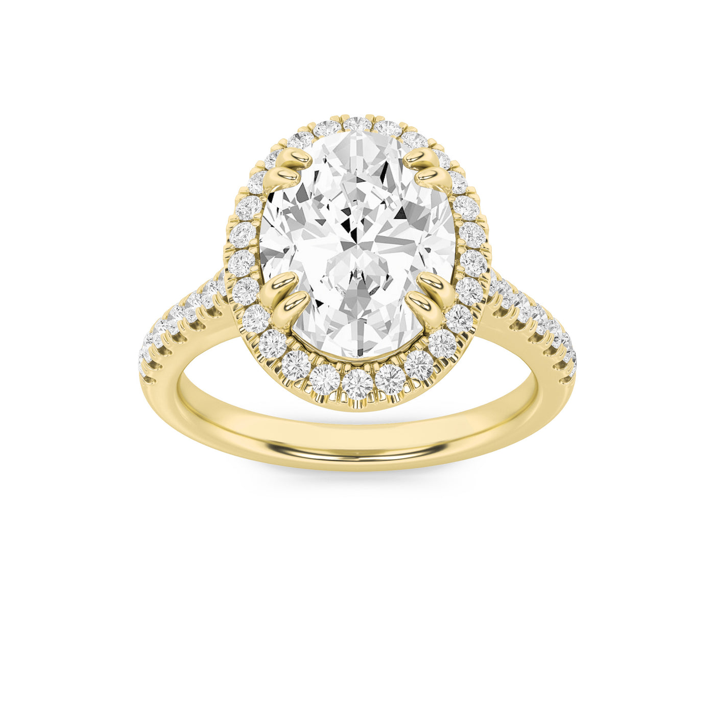 14KY 3ct Oval Lab Diamond Halo Engagement Ring