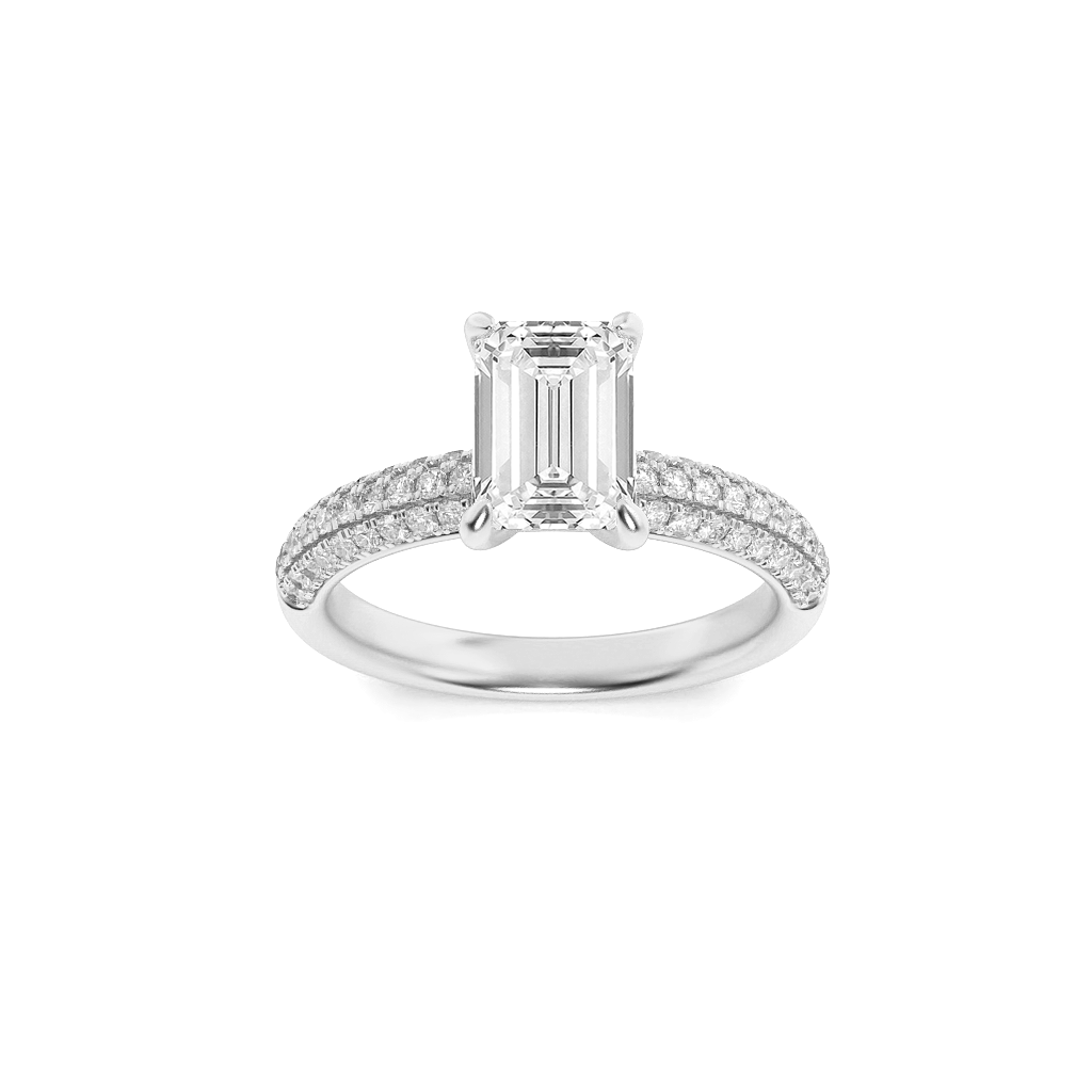 14KW 1.5ct Lab Diamond Emerald Solitaire Ring