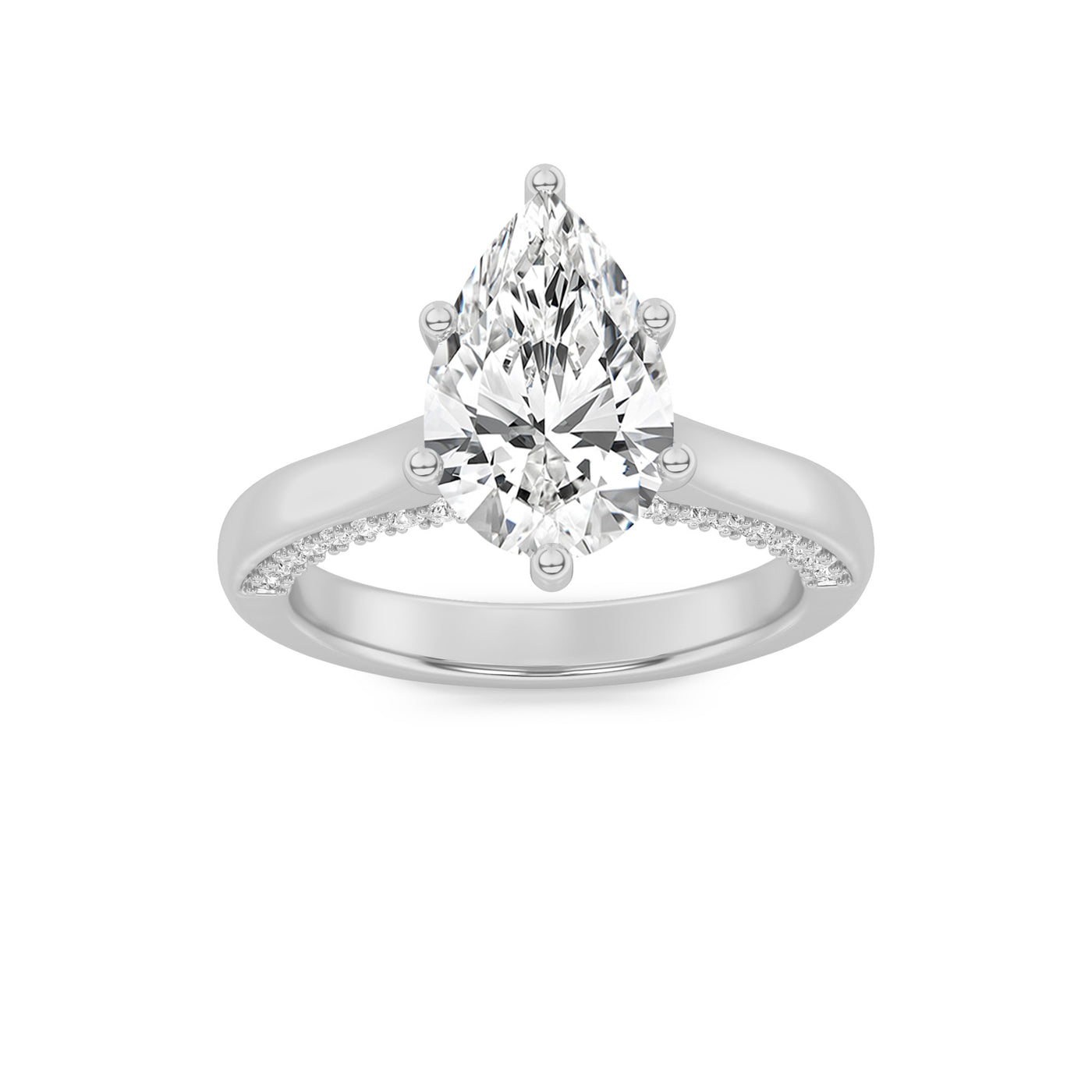 14KW 2.1ct Pear Lab Diamond Solitaire Ring