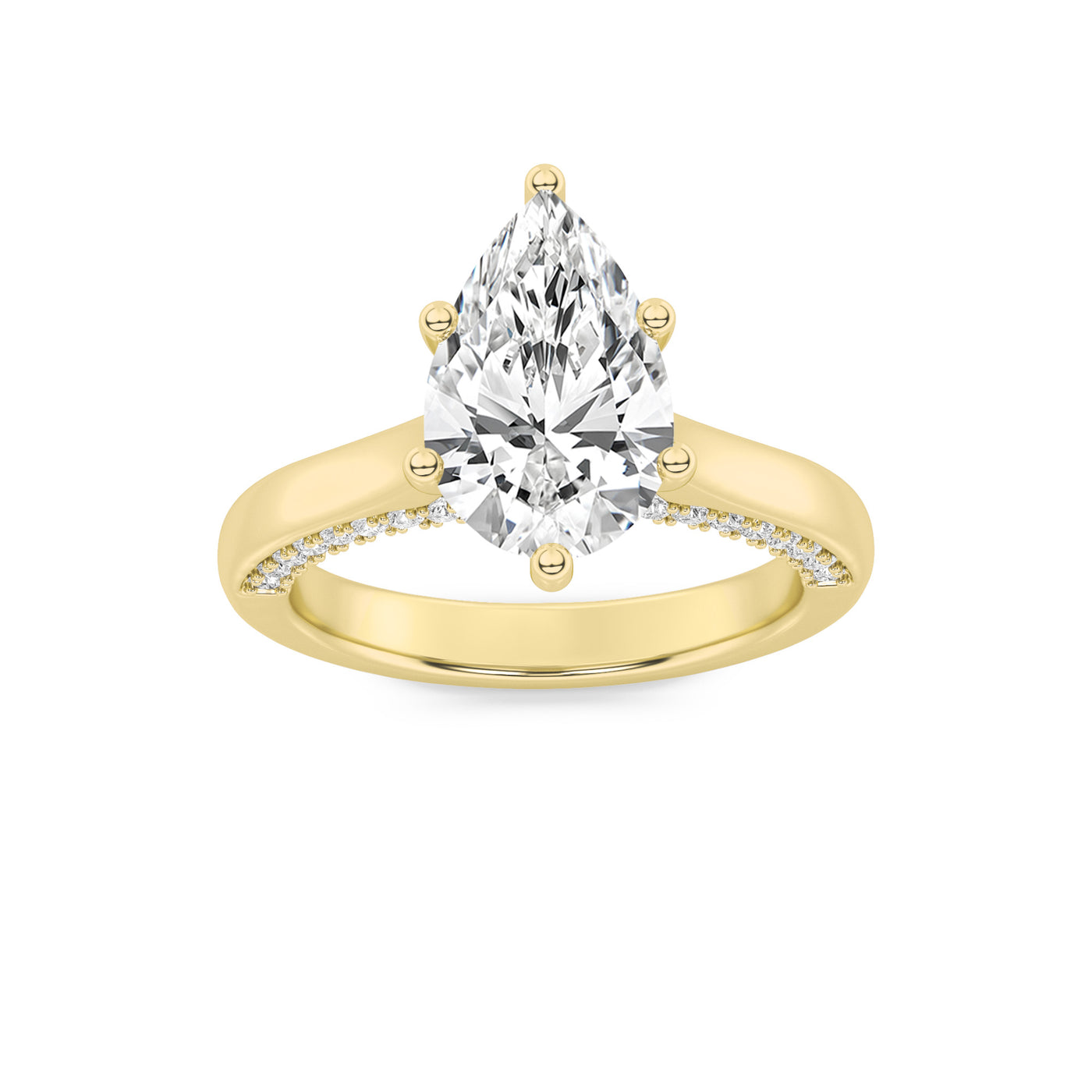 14KY 2ct Pear Lab Diamond Solitaire Engagement Ring