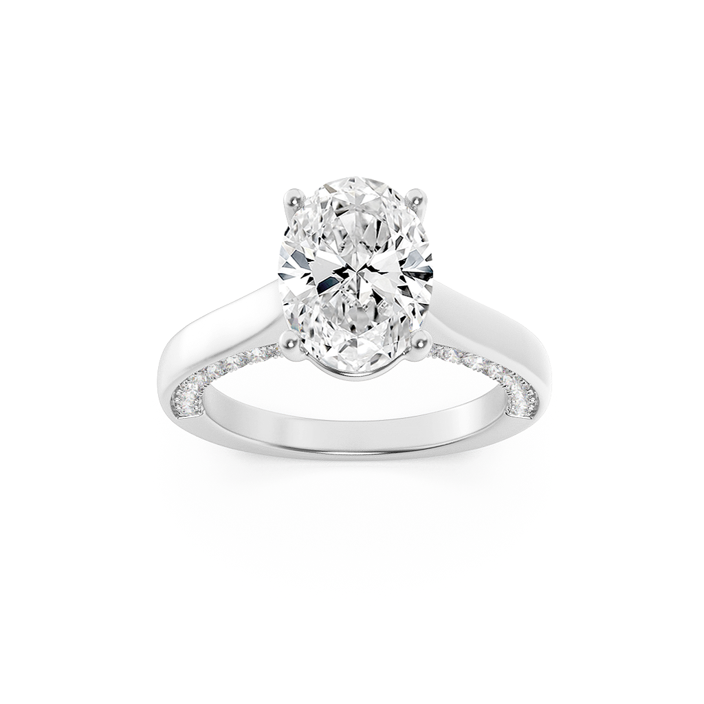 14K White Gold 1.3ct Lab Diamond Oval Solitaire Ring