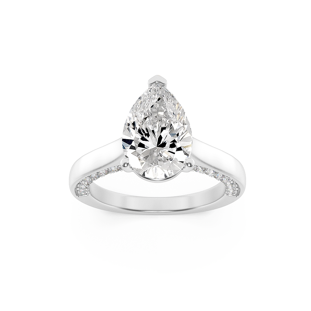 14KW 2ct Lab Diamond Pear Solitaire Ring