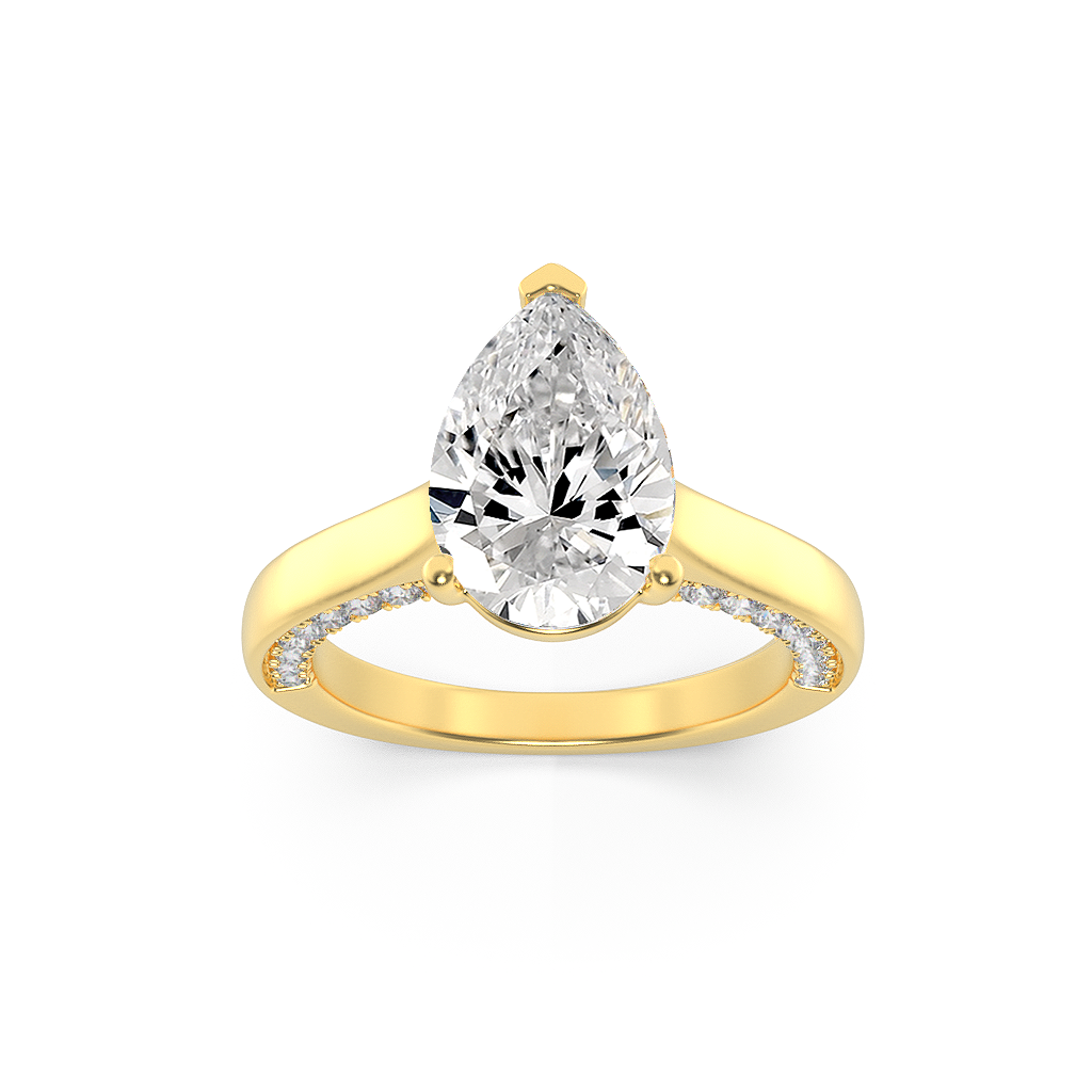 14KY 1.3ct Lab Pear Diamond Solitaire Engagement Ring