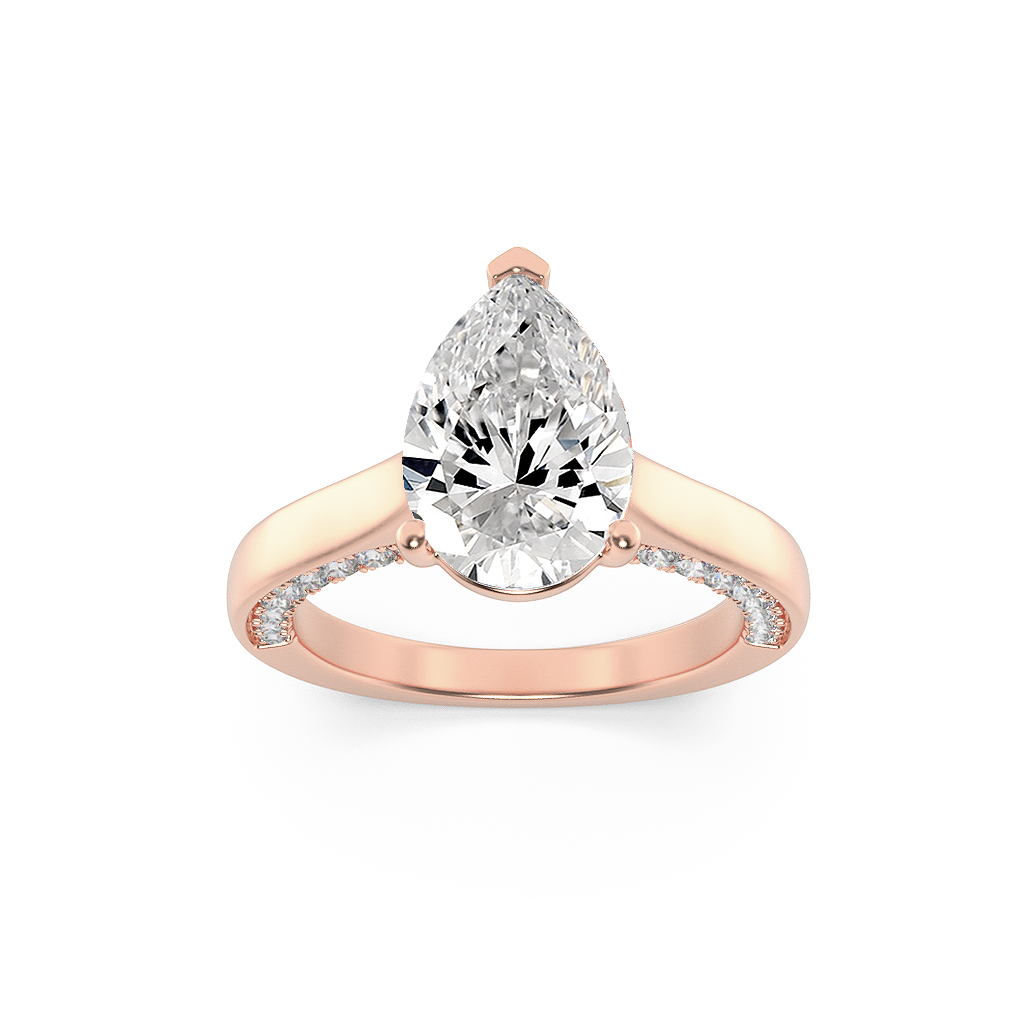14K Rose Gold 2ct Lab Pear Diamond Solitaire Ring