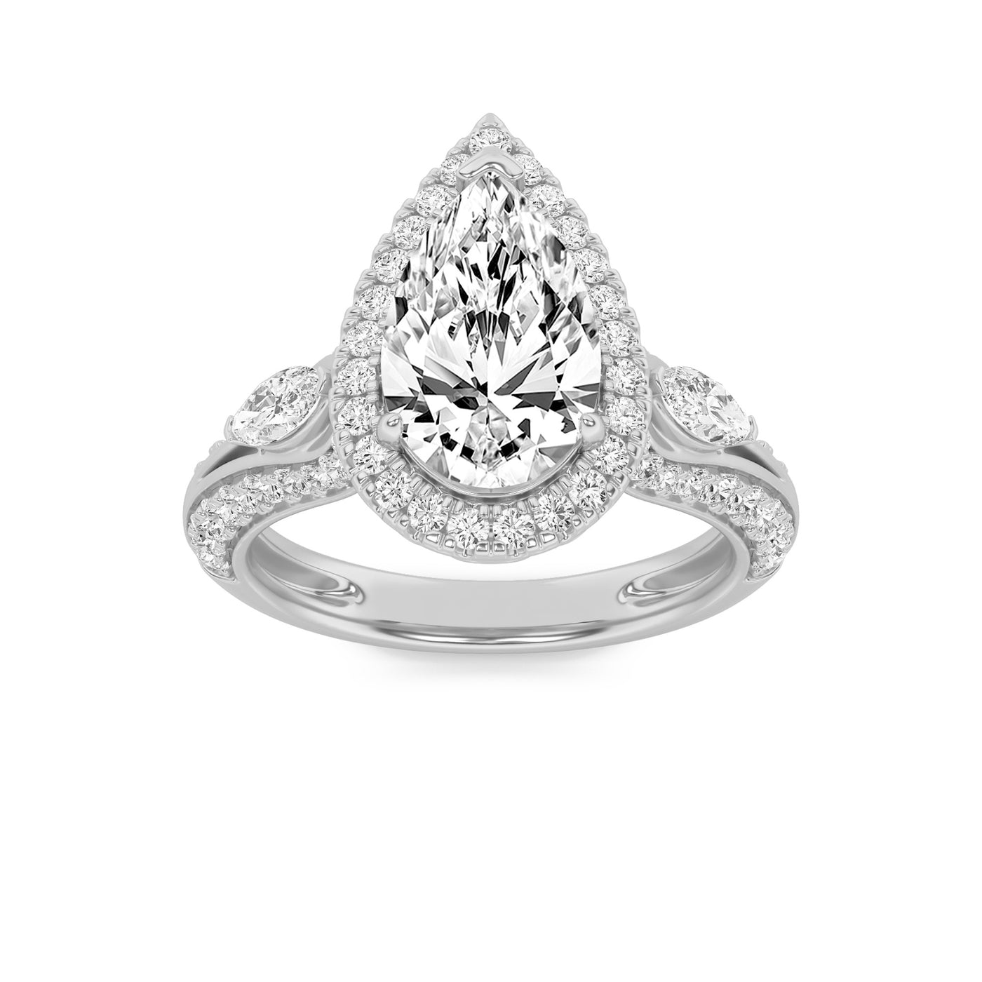 14KW 3ct Lab Diamond Halo Engagement Ring