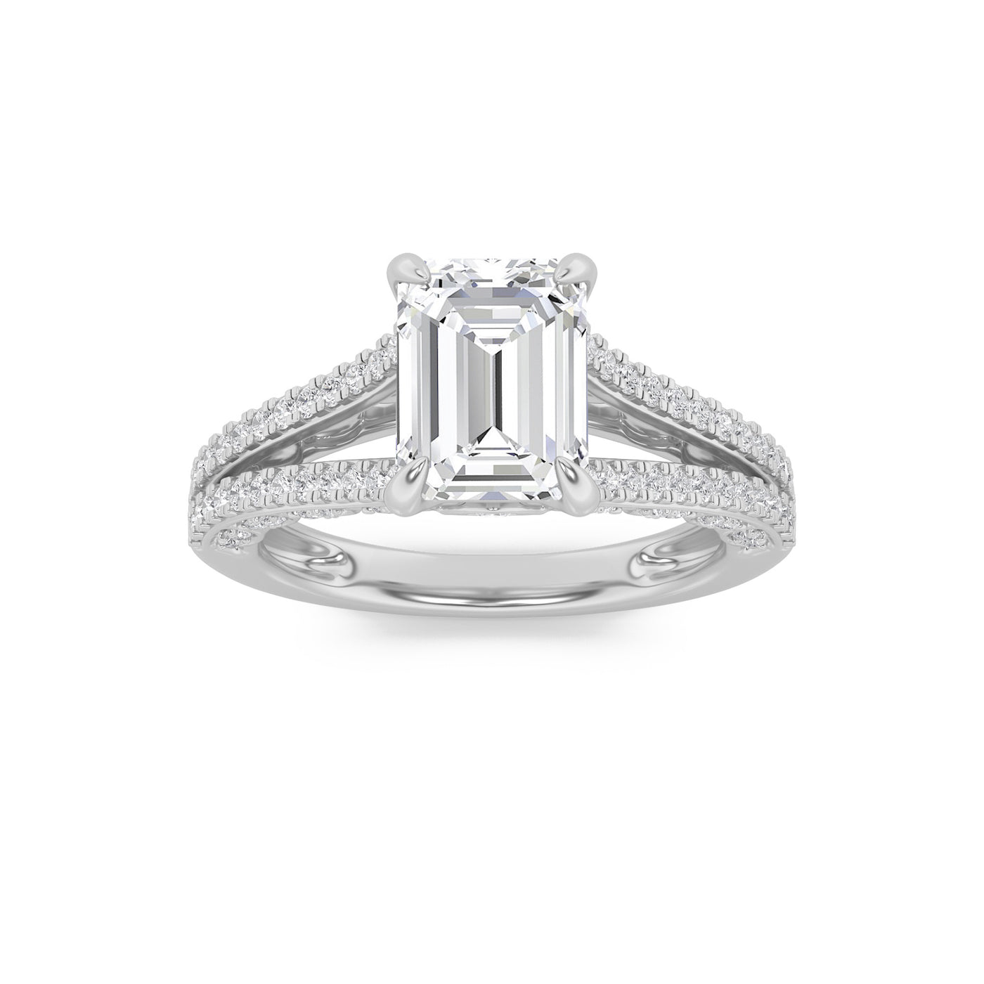 14KW 2.1ct Lab Diamond Split Shank Engagement Ring