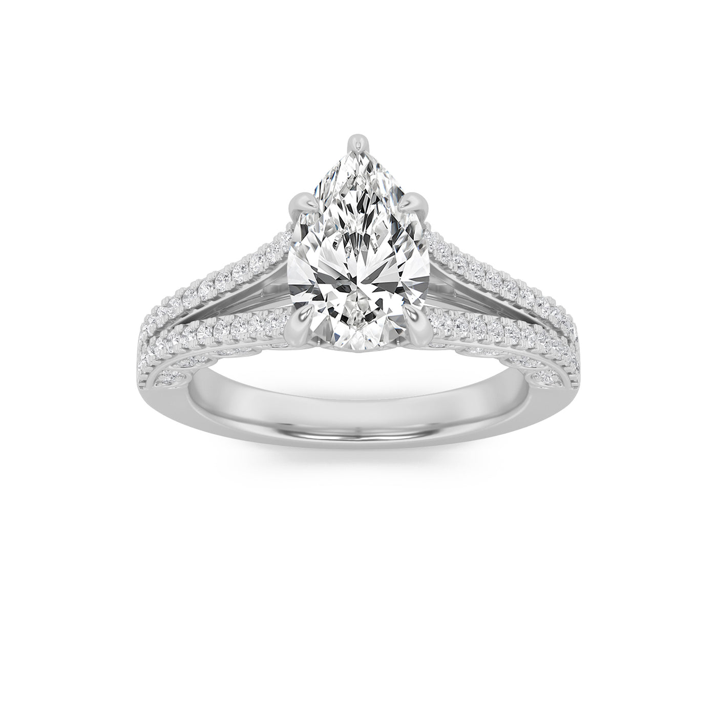 14KW 2ct Lab Diamond Split Shank Engagement Ring