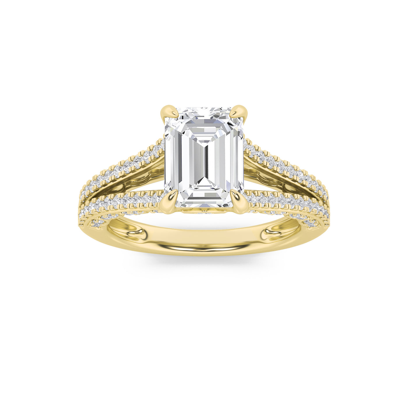 14KY 2ct Lab Diamond Split Shank Engagement Ring