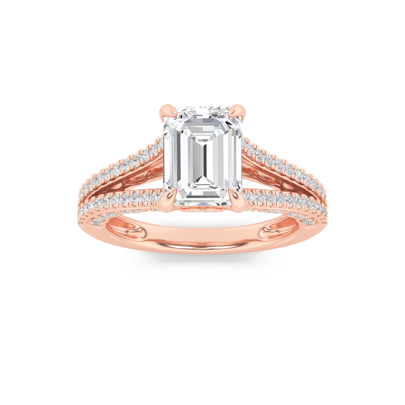 14KR 2ct Lab Diamond F+VS+ Split Shank Engagement Ring