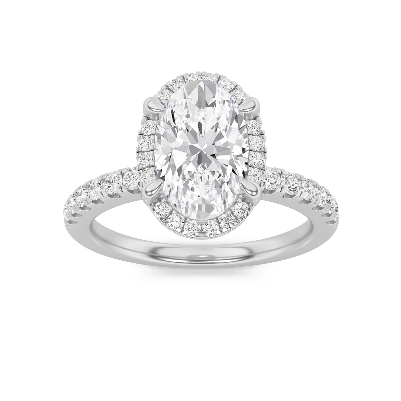 14KW 2.1ct Oval Lab Diamond Halo Engagement Ring