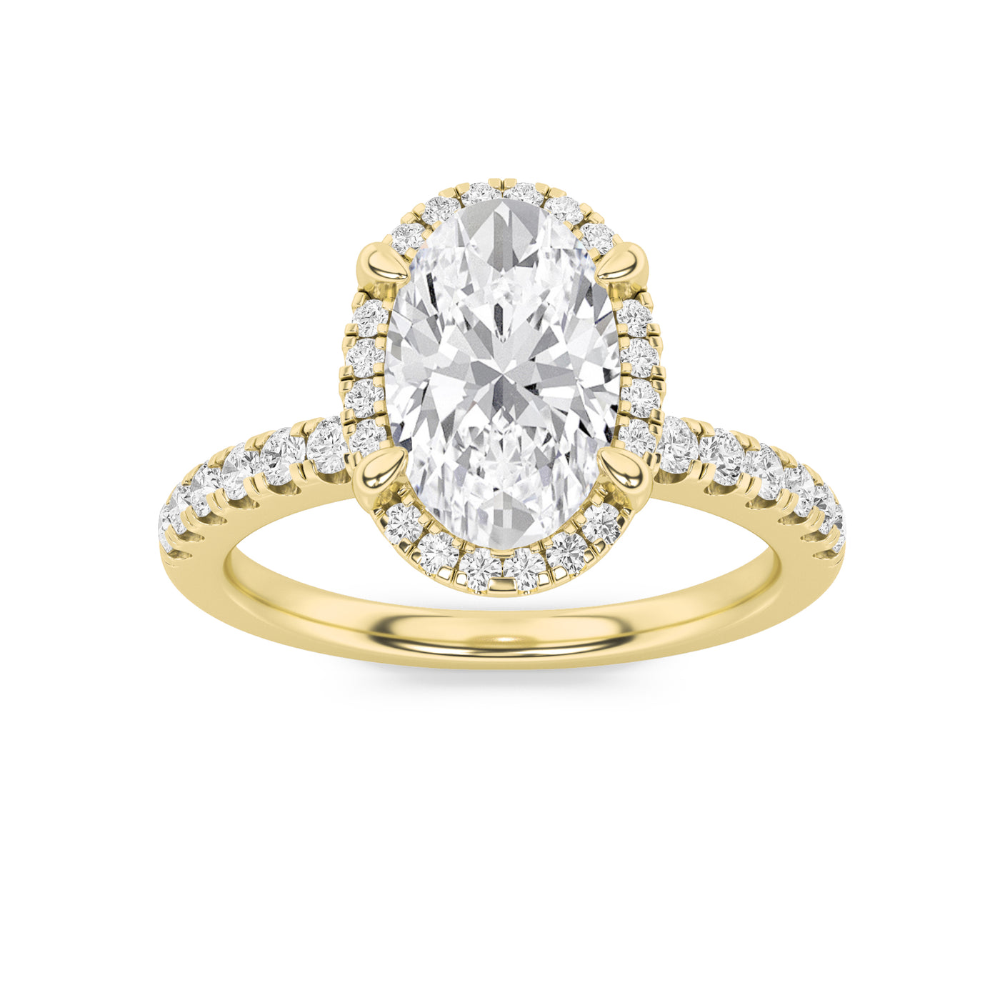 14KY 2ct Oval Lab Diamond Halo Engagement Ring