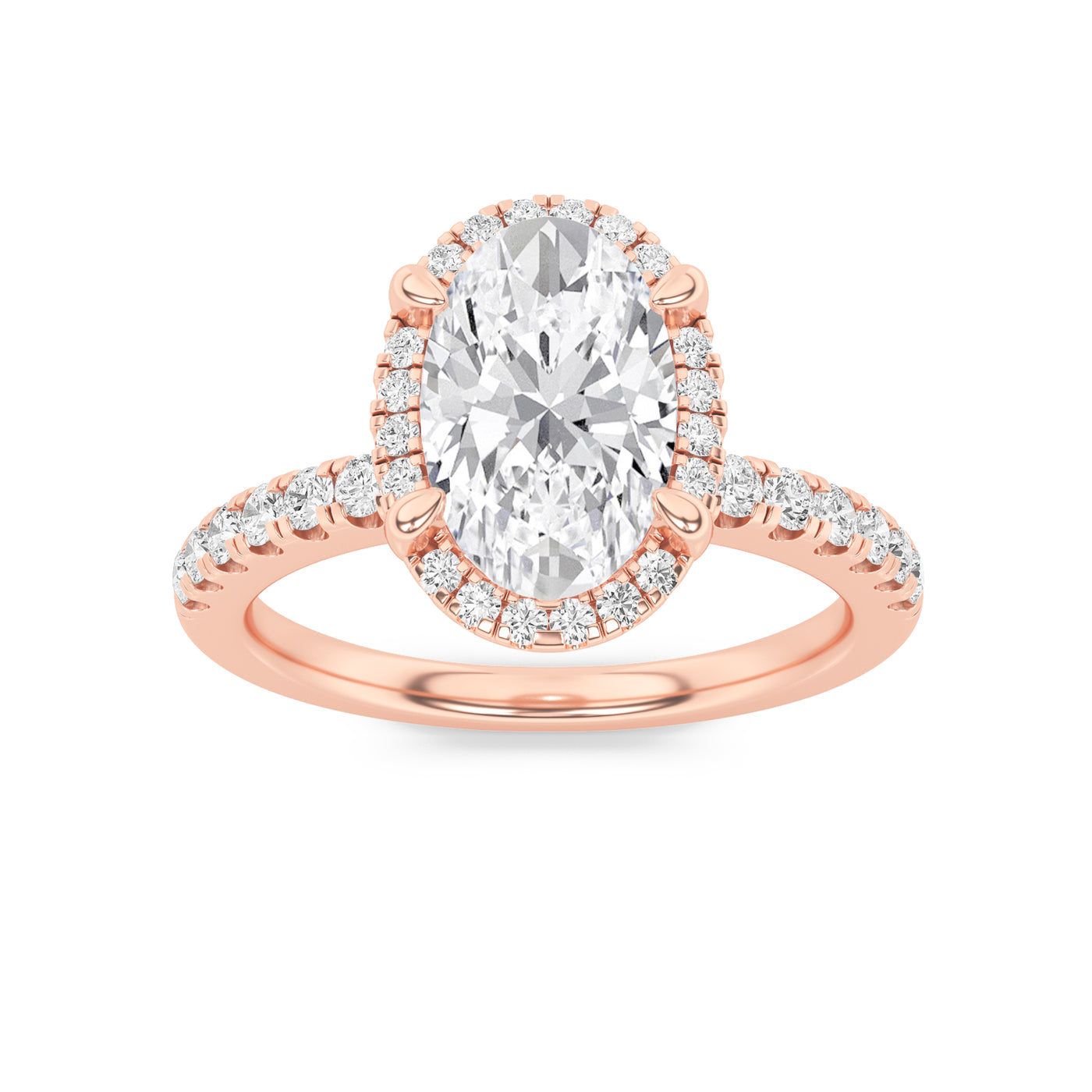 14KR 2ct Lab Diamond Oval Halo Engagement Ring