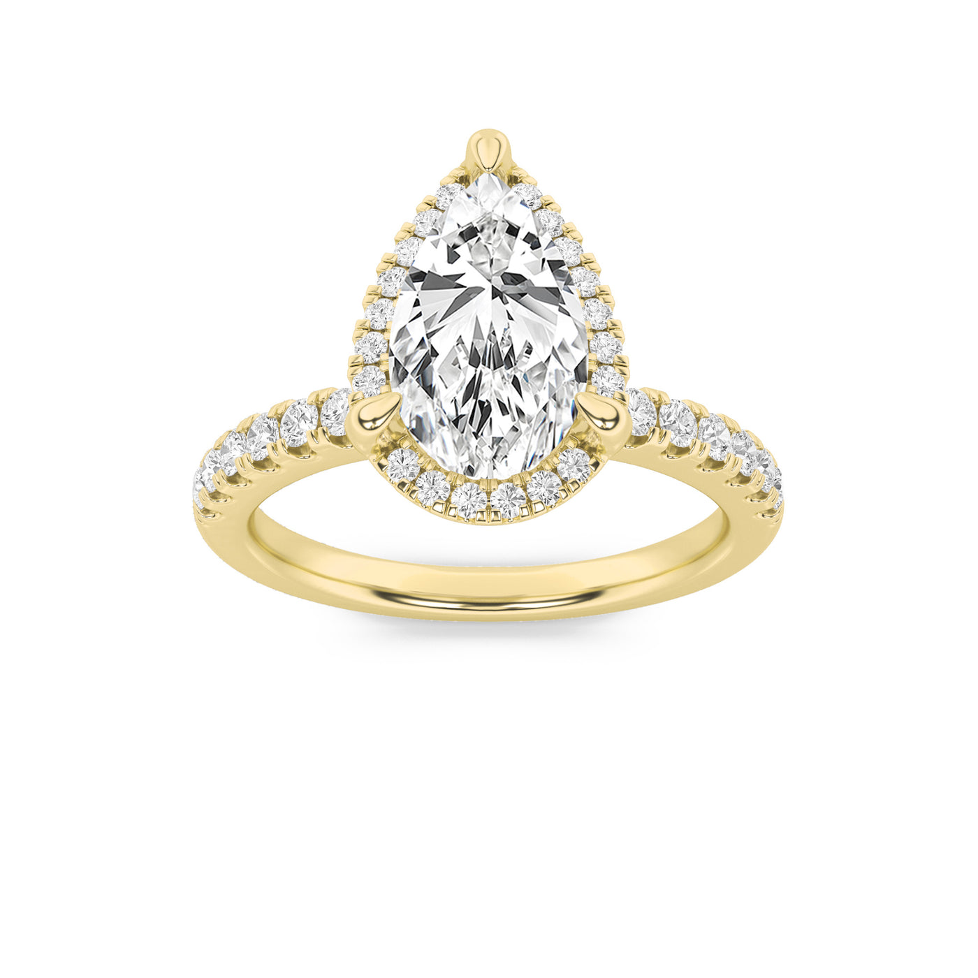 14KY 2ct Lab Pear Diamond Halo Engagement Ring