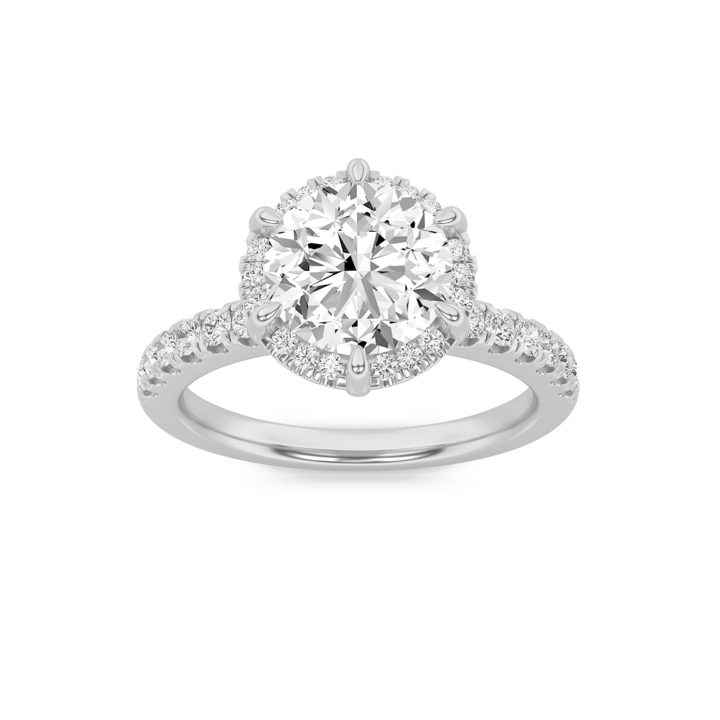 14KW 2ct Lab Diamond Halo Engagement Ring