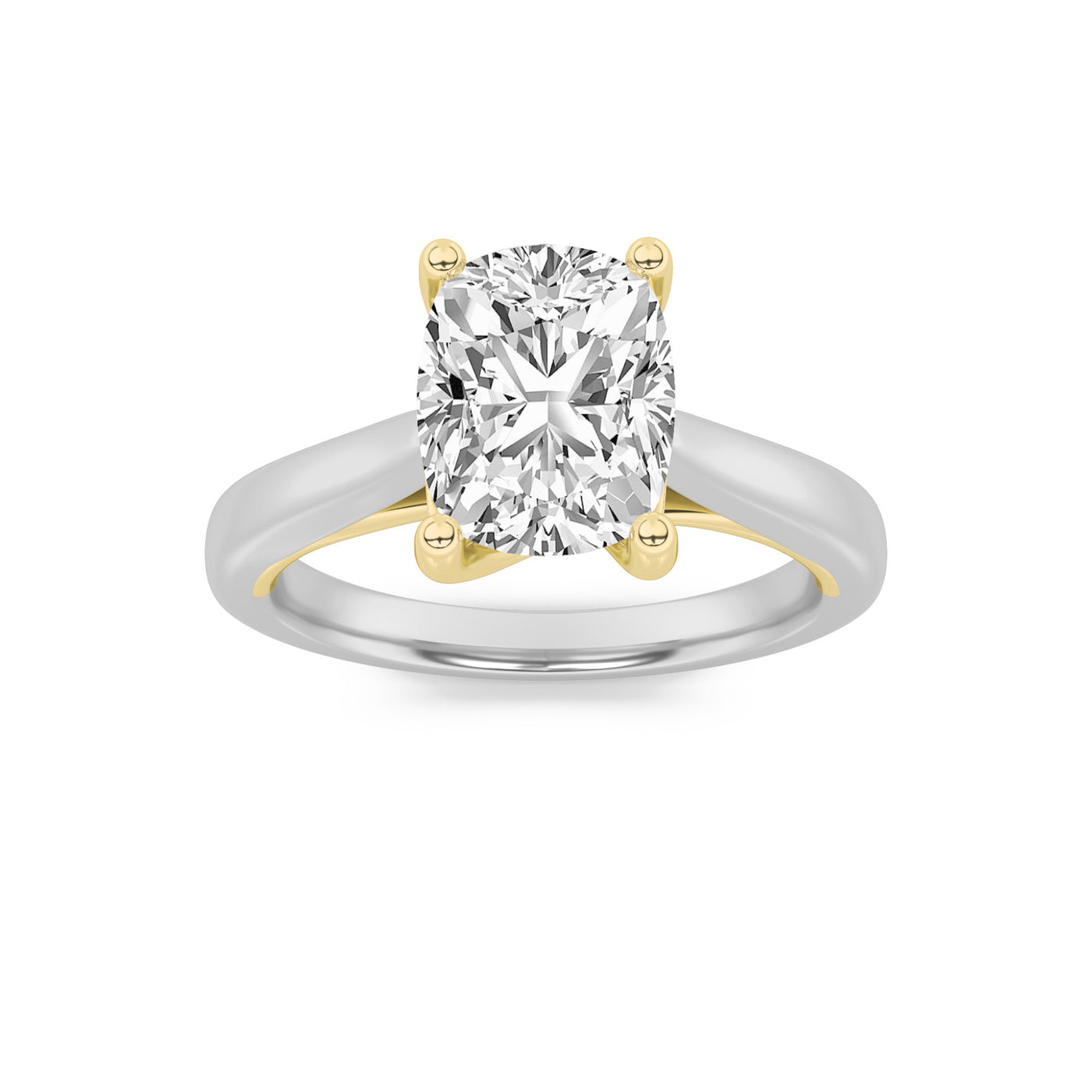 14K WY 3ct Lab Diamond Solitaire Engagement Ring