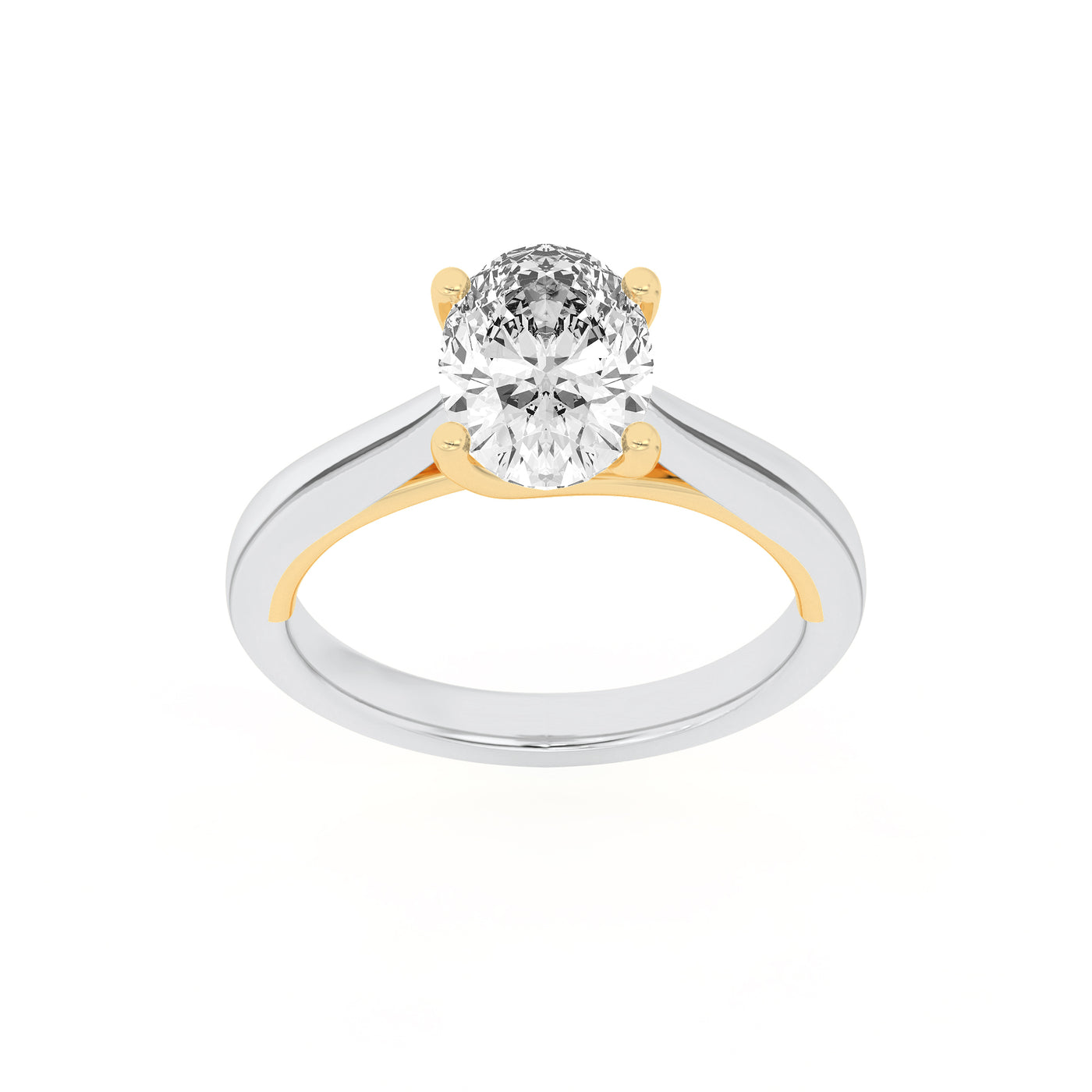 14K WY 2ct Lab Oval Diamond Solitaire Ring
