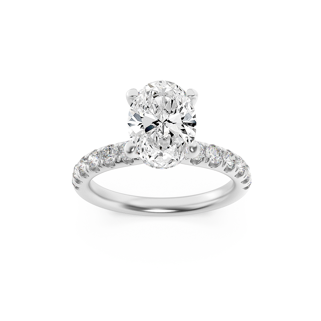 14KW 3ct Lab Diamond Oval Solitaire Engagement Ring