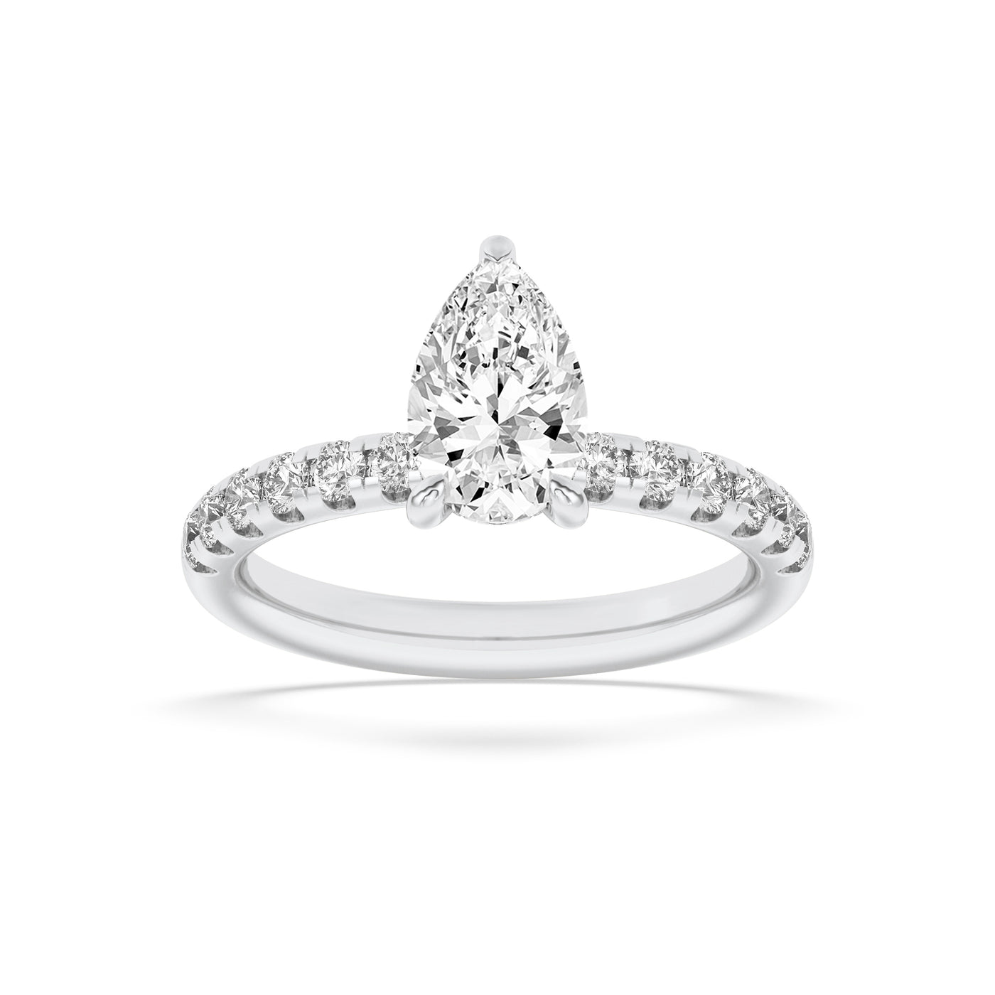 14KW 2ct Pear Lab Diamond Solitaire Engagement Ring