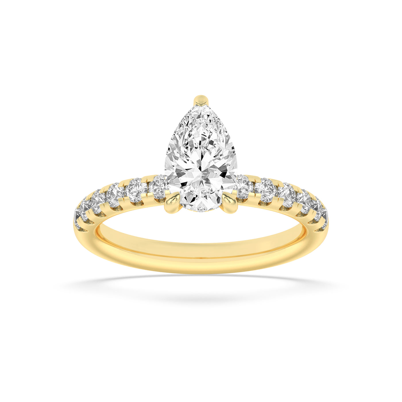14KY 2ct Lab Diamond Pear Solitaire Engagement Ring