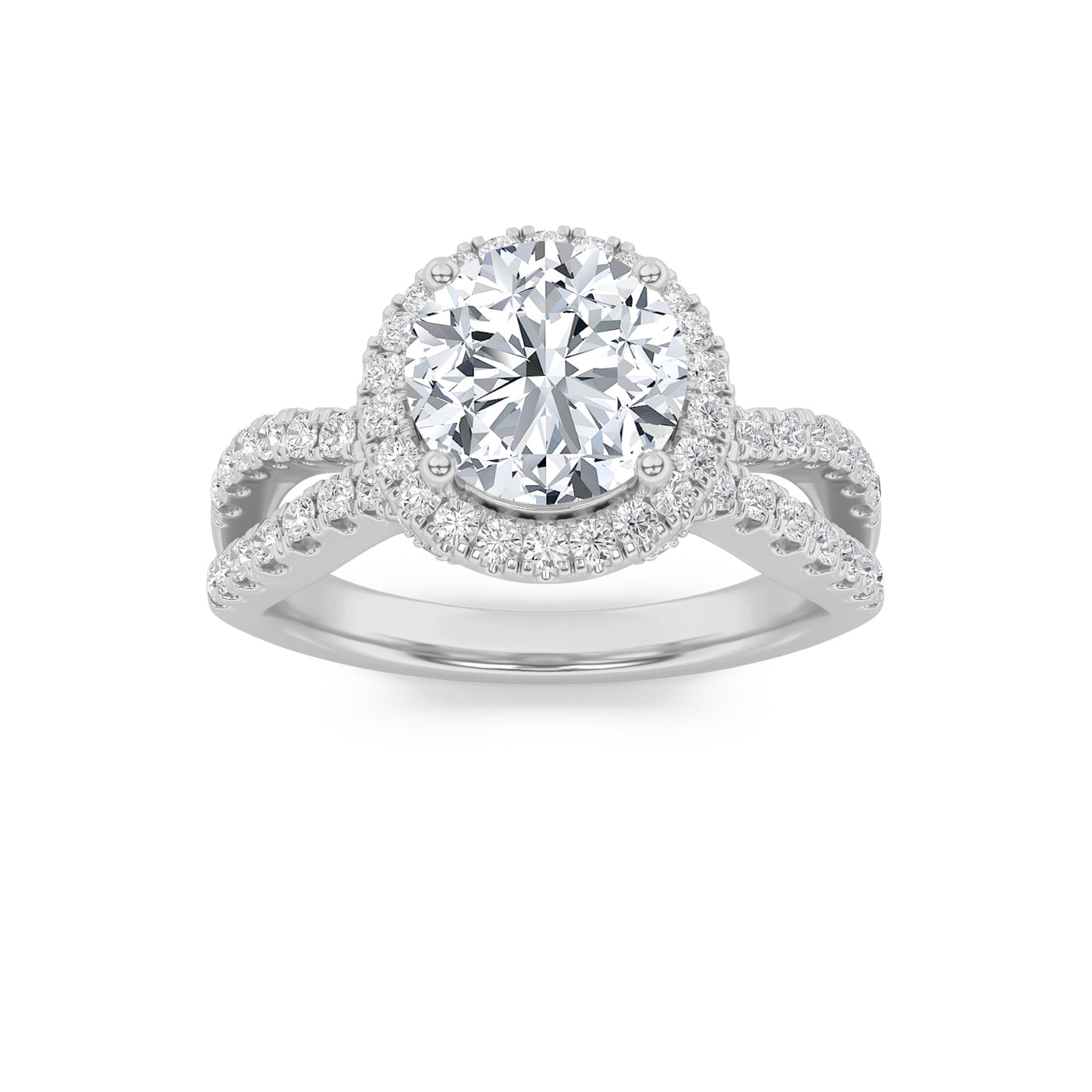 14KW 2ct Lab Diamond Halo Engagement Ring