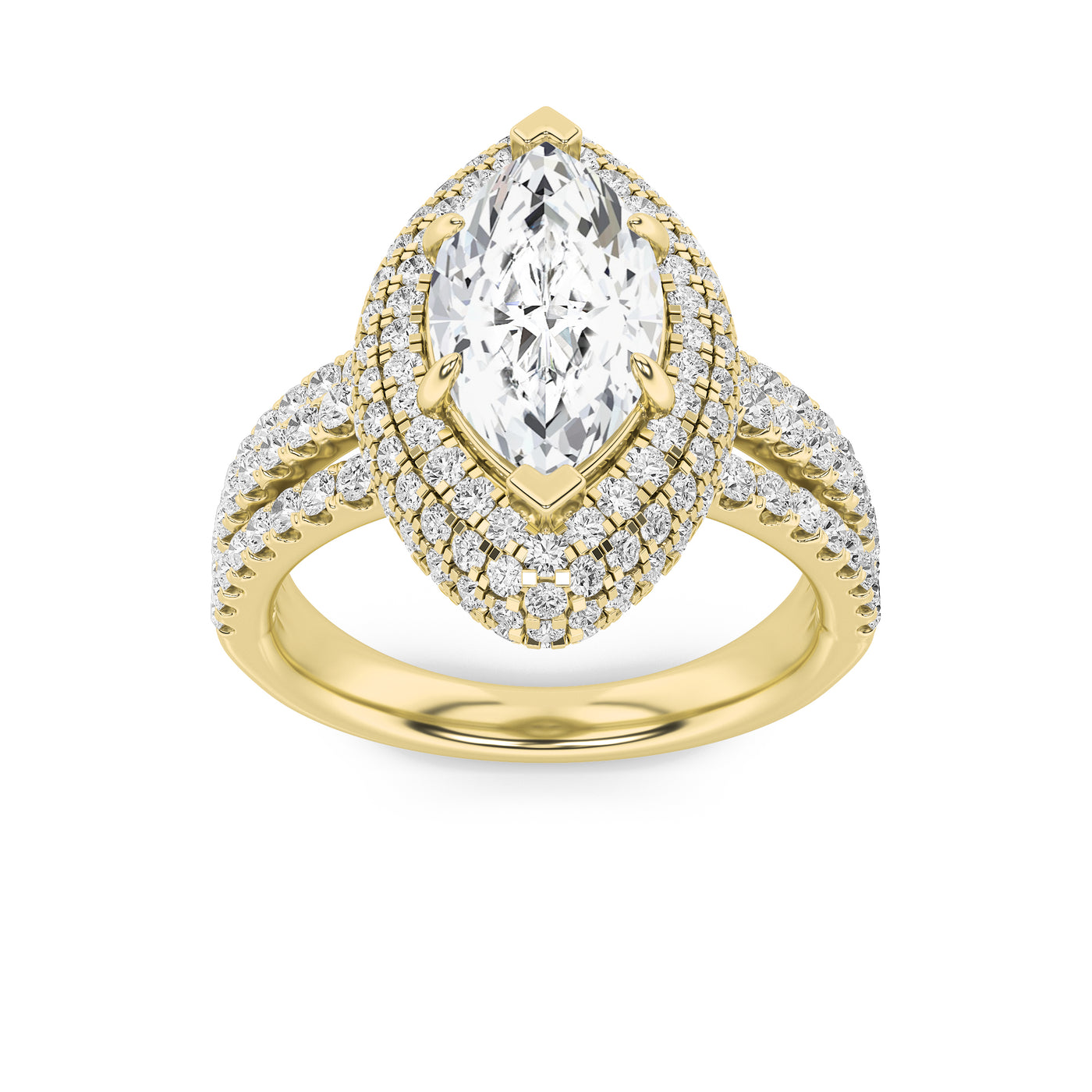 14KY 2.9ct Marquise Lab Diamond Halo Engagement Ring