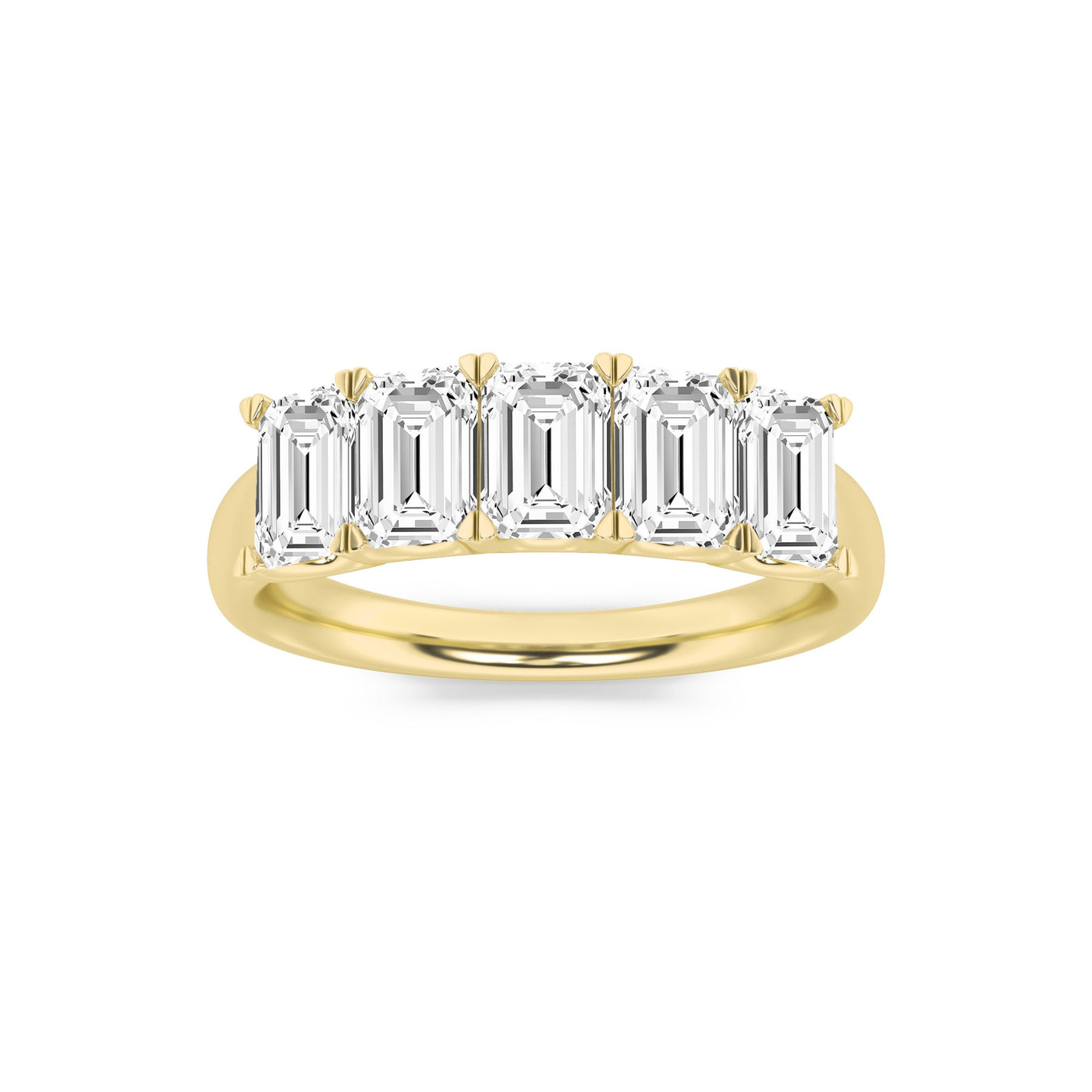 14K Yellow Gold 2ct Lab Diamond Emerald Anniversary Ring Size 7