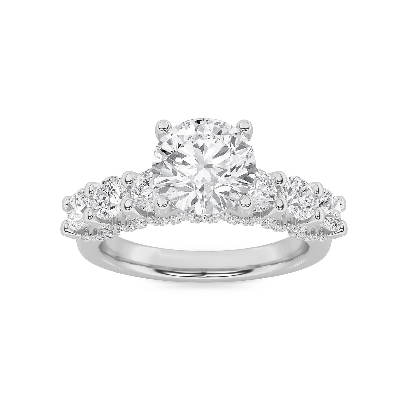 14KW 5ctw Lab Diamond Three-Stone Engagement Ring