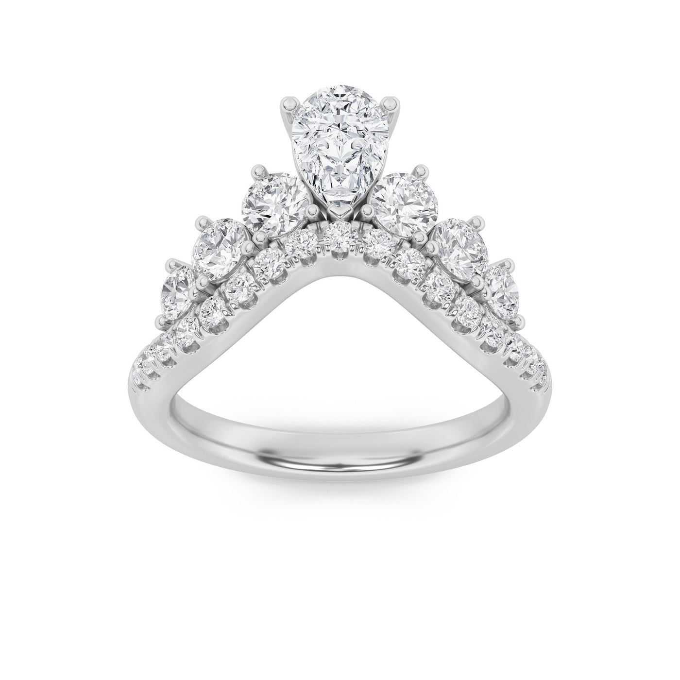 14KW 1.5ct Lab Pear Diamond Cluster Engagement Ring