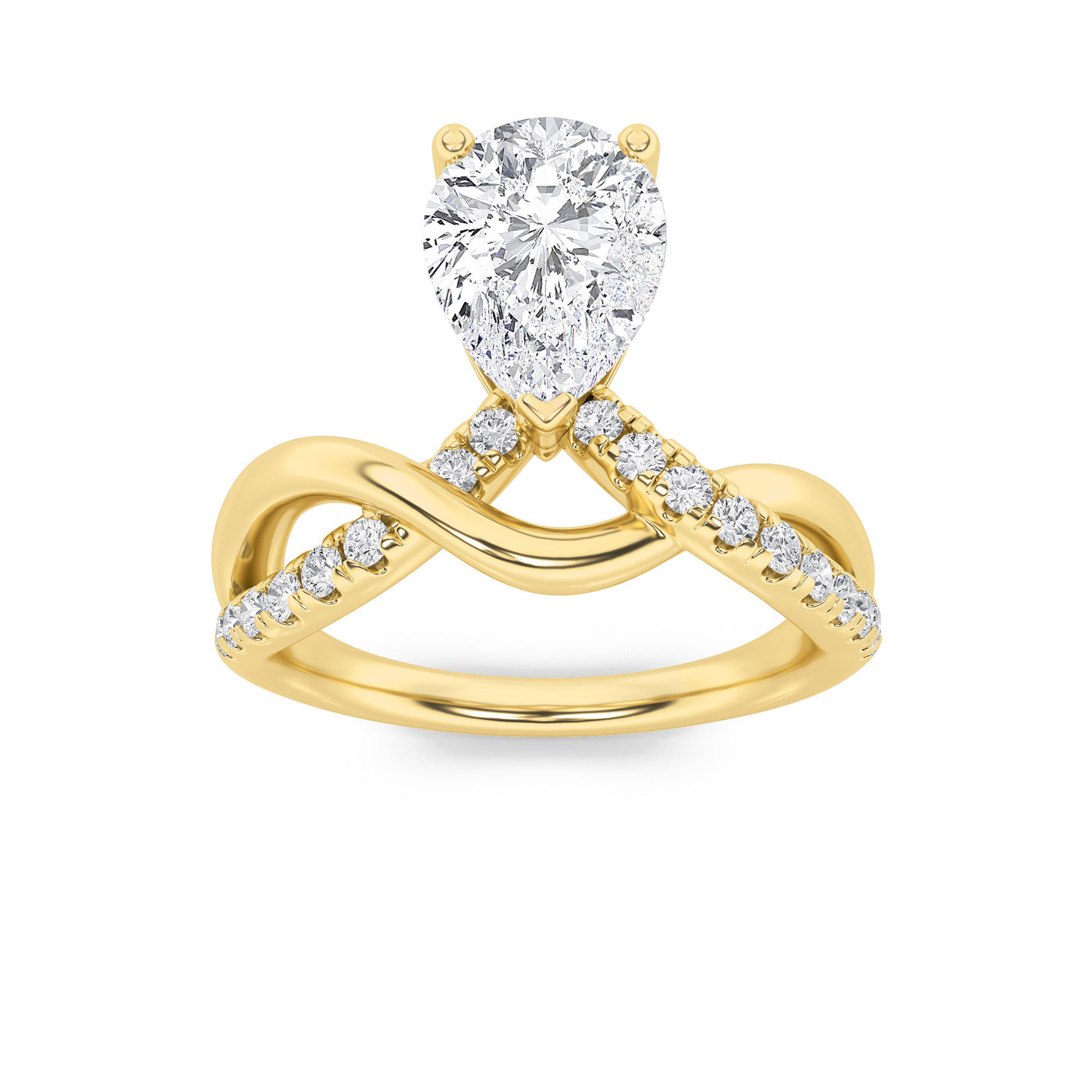 14KY 1.5ct Lab Diamond Pear Split Shank Engagement Ring