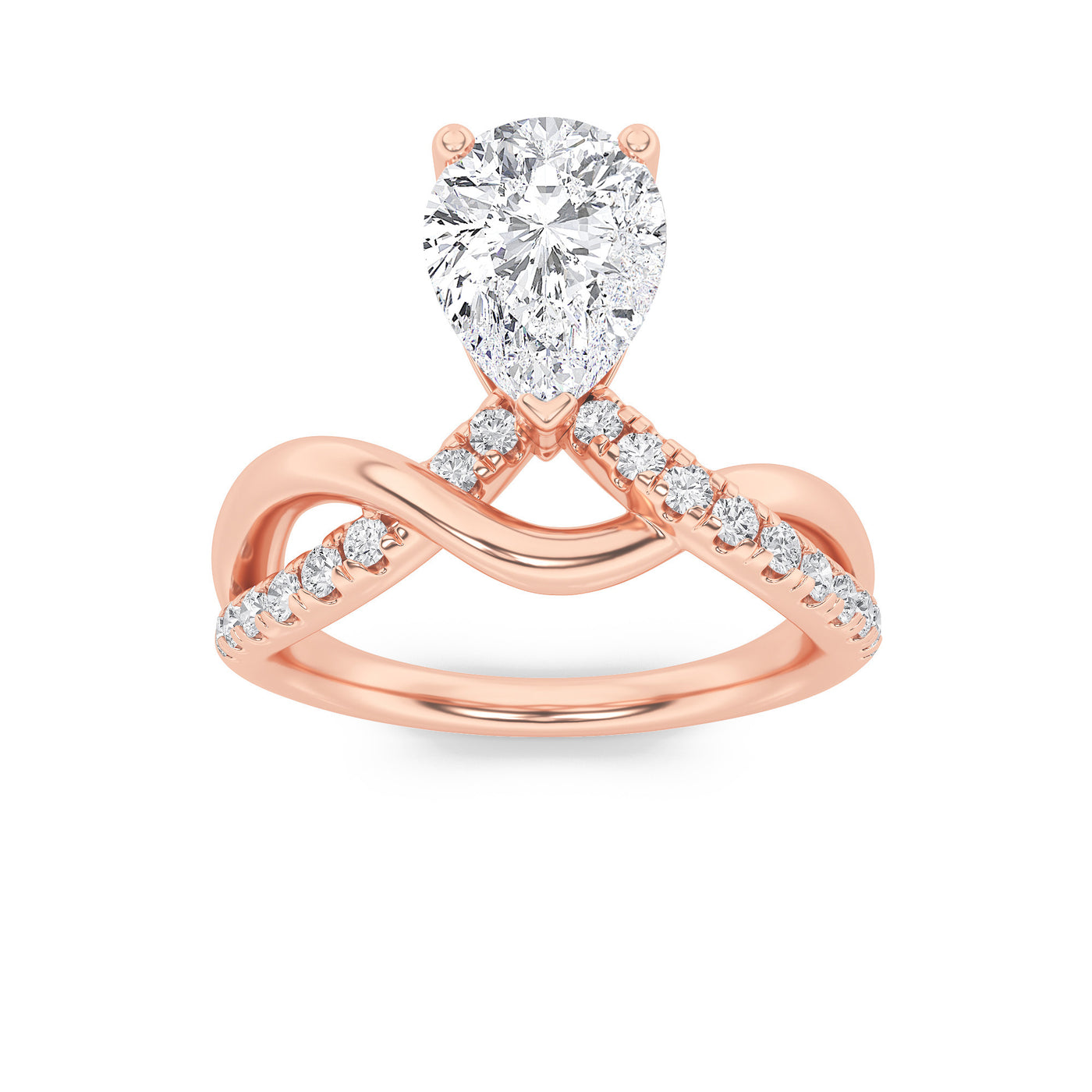 14K Rose Gold 1.5ct Lab Pear Diamond Solitaire Ring