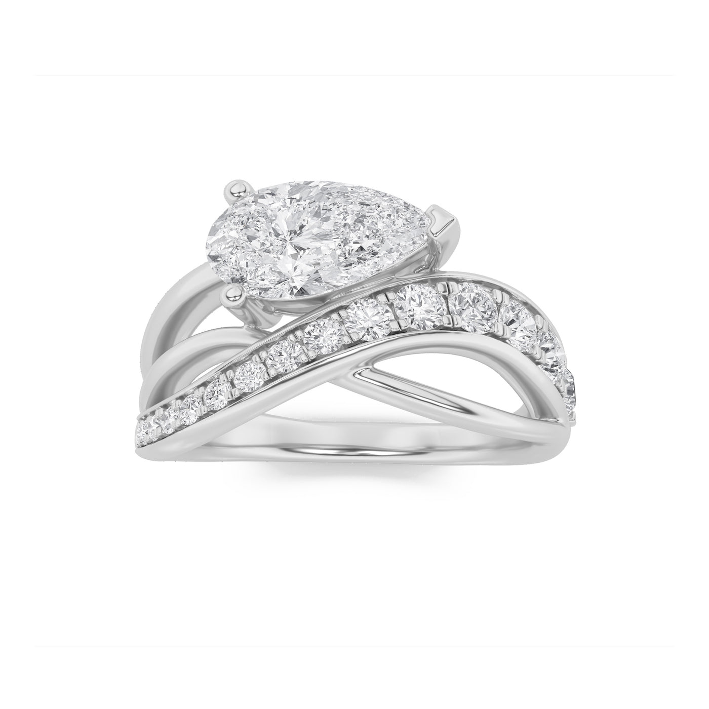 14KW 2ct Lab Pear Diamond Solitaire Engagement Ring